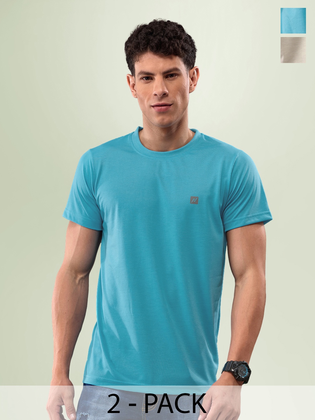

LUX NITRO Pack Of 2 Anti Odour Lounge T-shirt, Blue