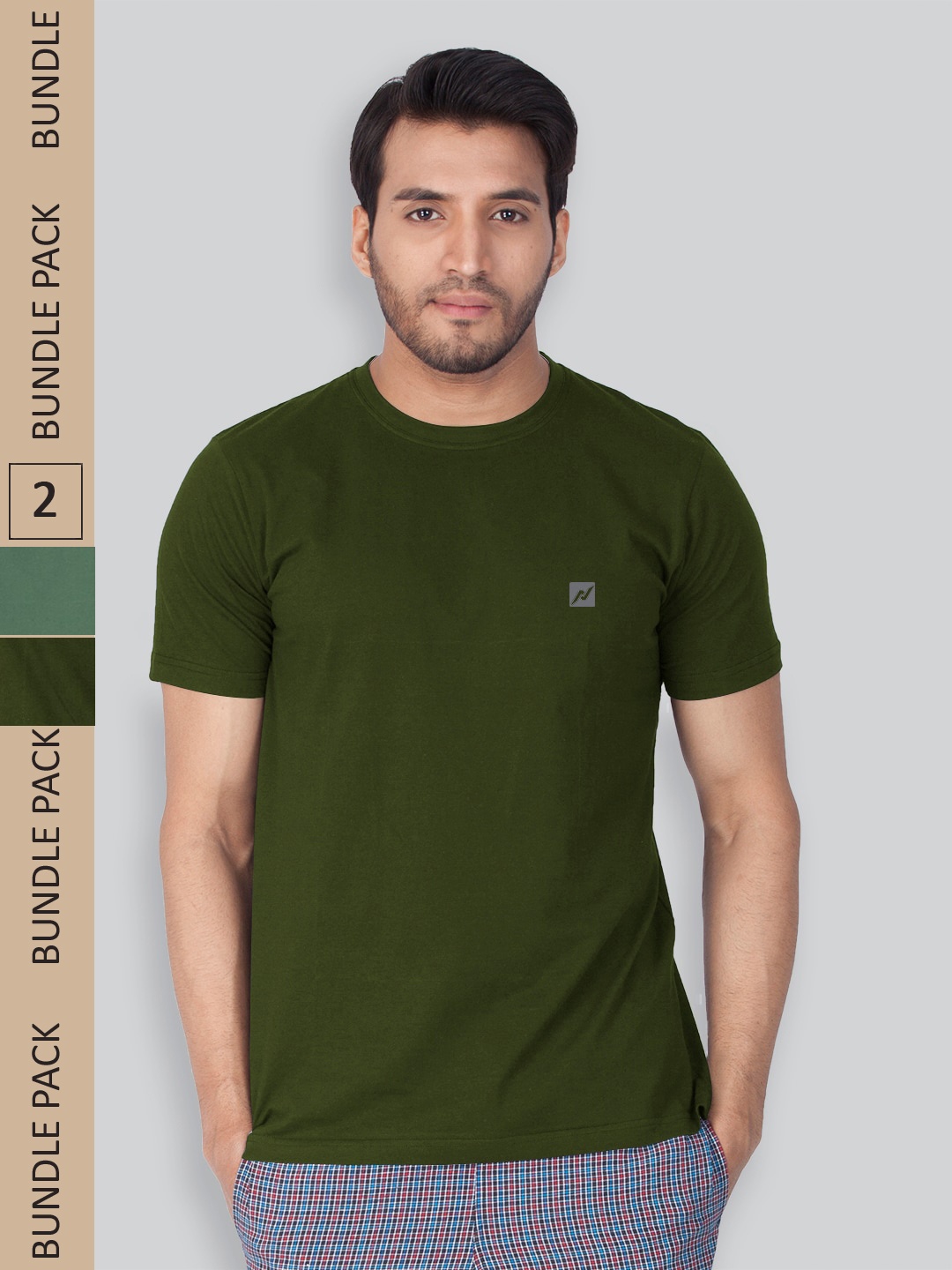 

LUX NITRO Pack Of 2 Round Neck Lounge T-shirts, Olive