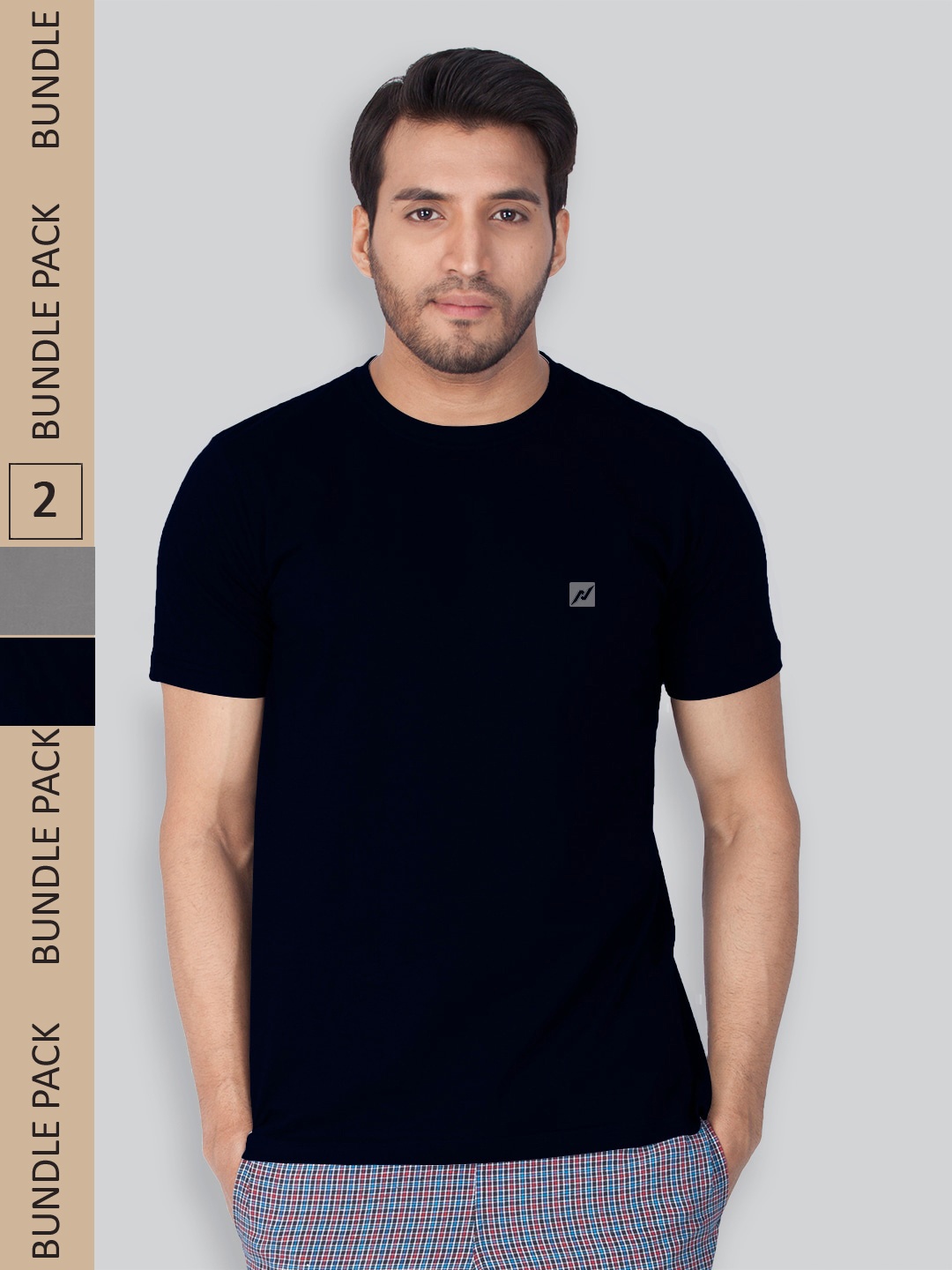 

LUX NITRO Pack Of 2 Round Neck Lounge T-Shirts, Navy blue