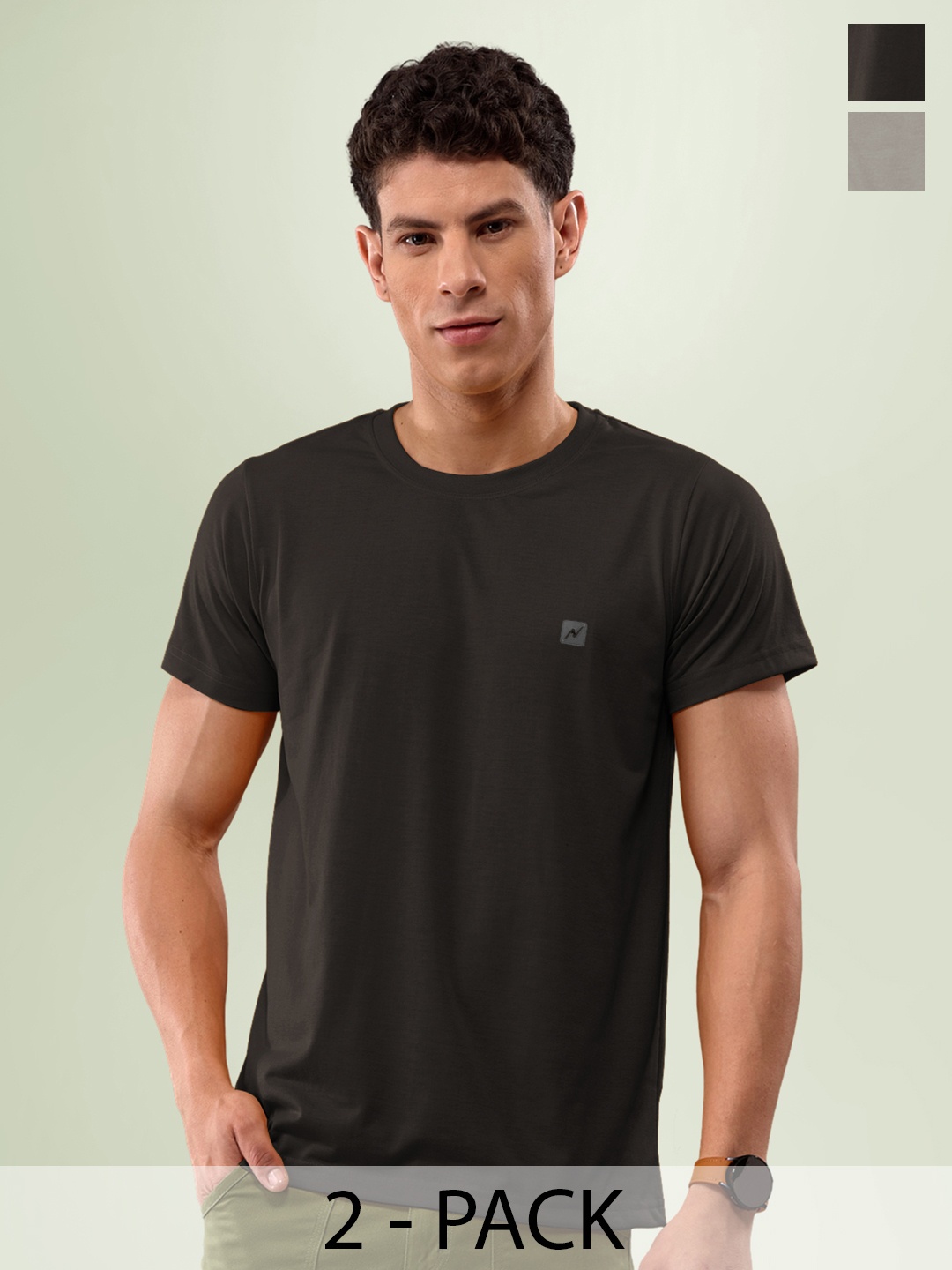 

LUX NITRO Pack Of 2 Round Neck Lounge T-shirts, Grey