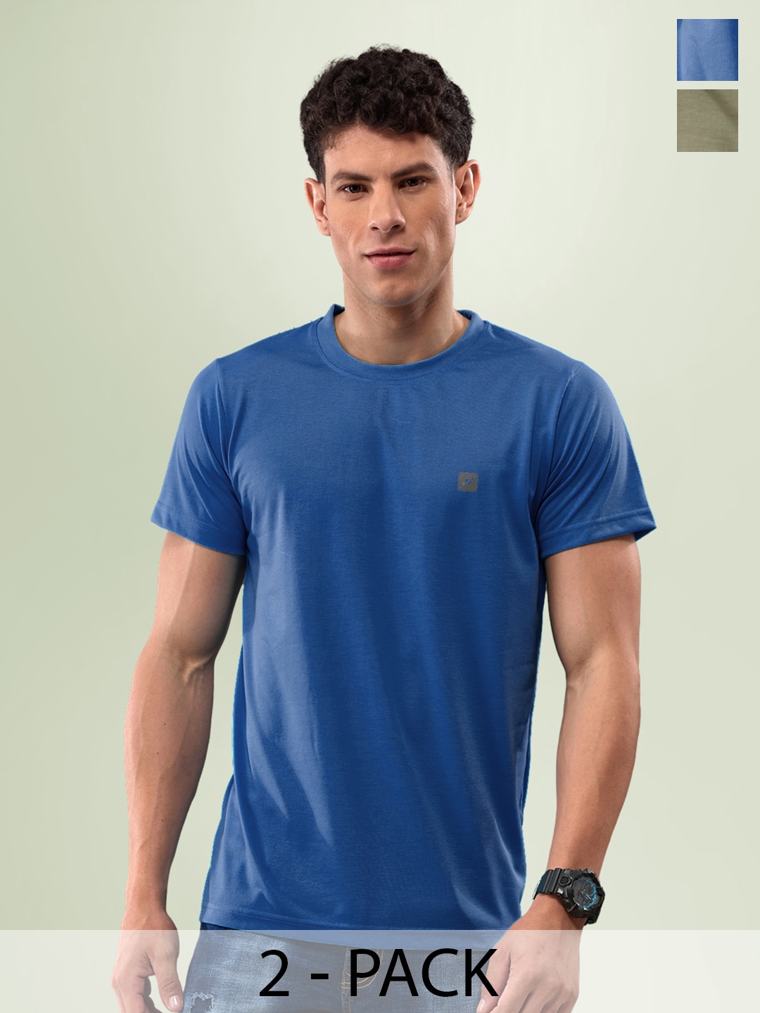 

LUX NITRO Pack Of 2 Round Neck Lounge T-shirts, Blue