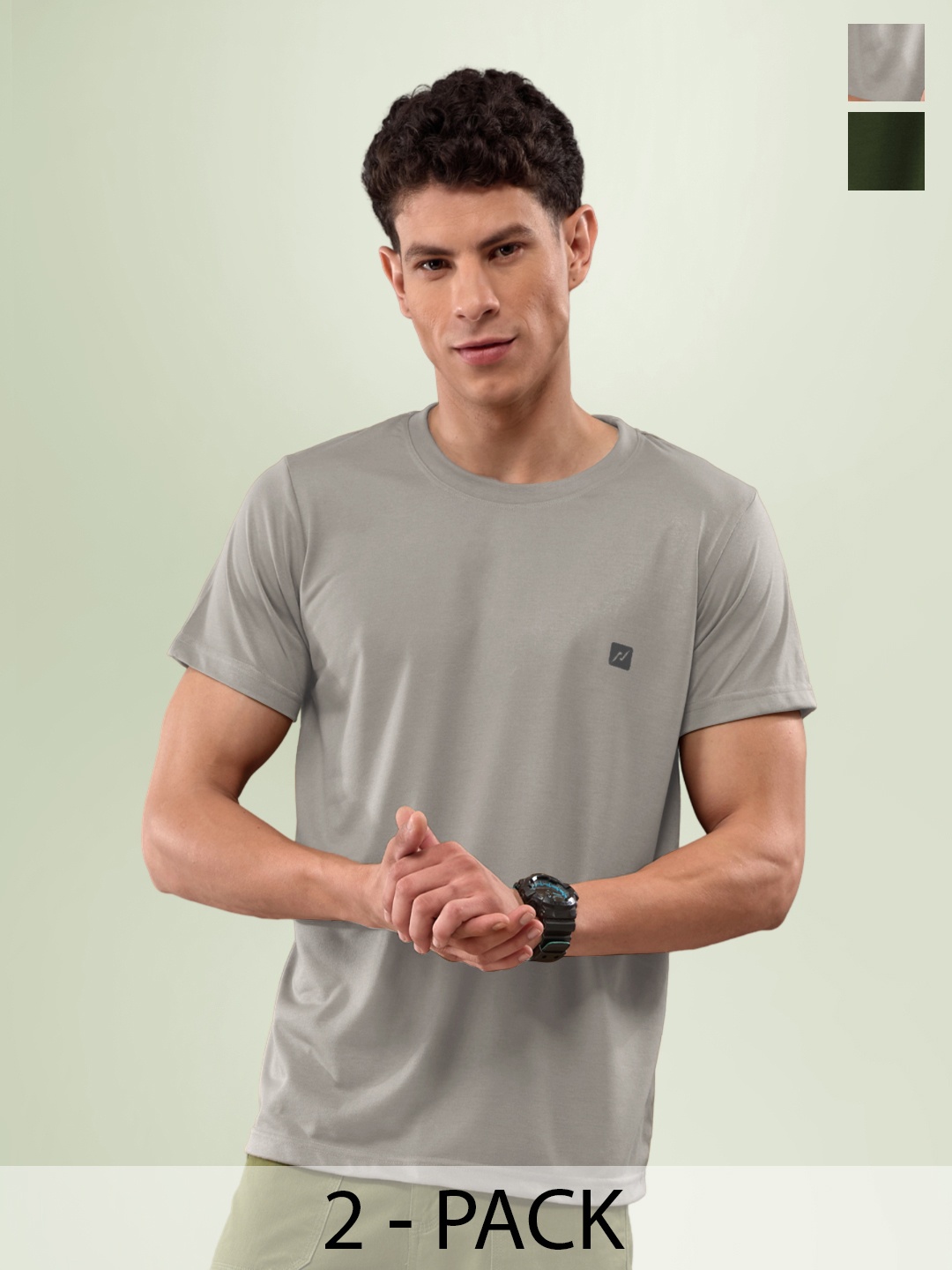 

LUX NITRO Pack Of 2 Anti Odour Lounge T-shirt, Grey