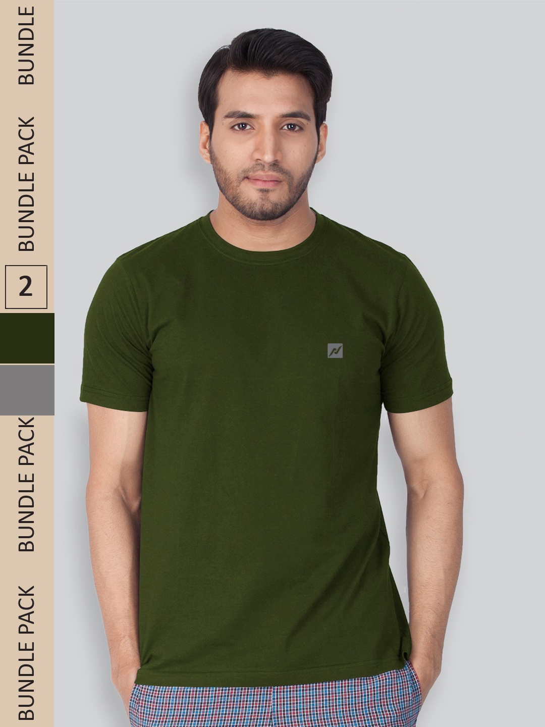 

LUX NITRO Pack Of 2 Round Neck Lounge T-Shirts, Olive