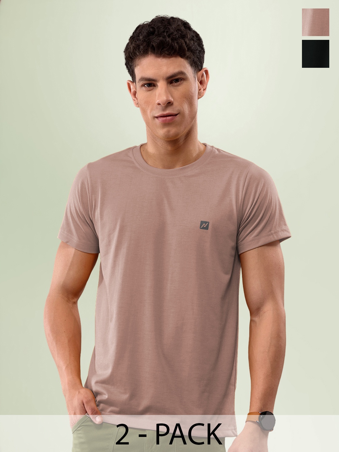 

LUX NITRO Pack Of 2 Round Neck Lounge T-Shirts, Black