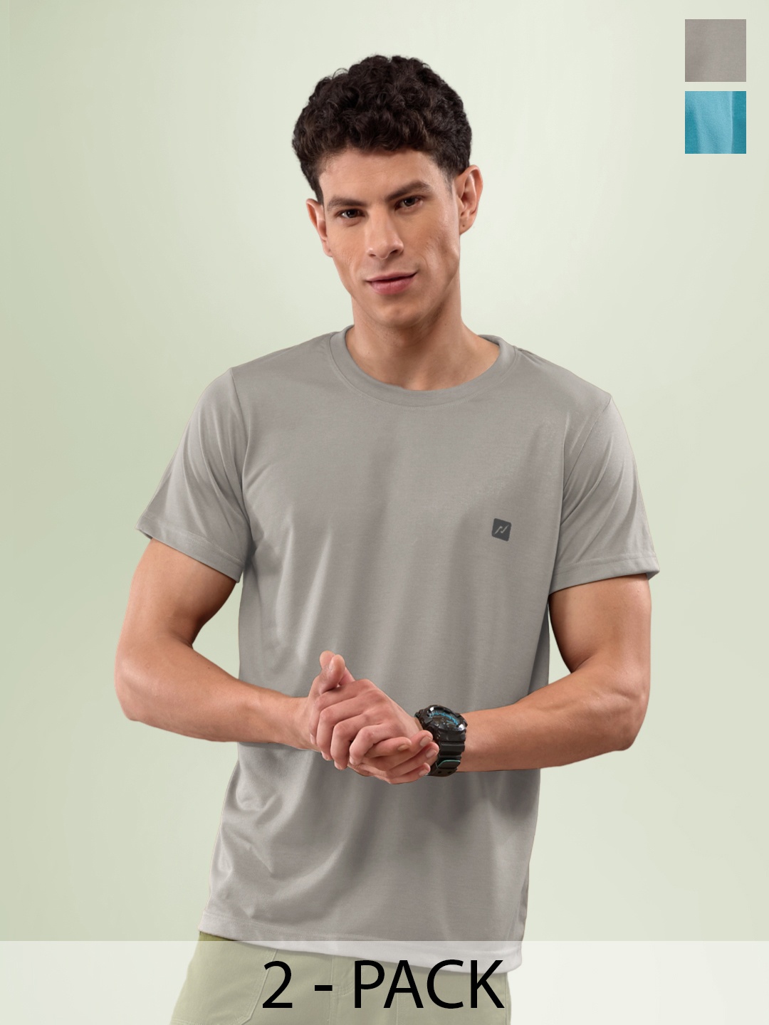 

LUX NITRO Pack Of 2 Anti Odour T-shirts, Grey