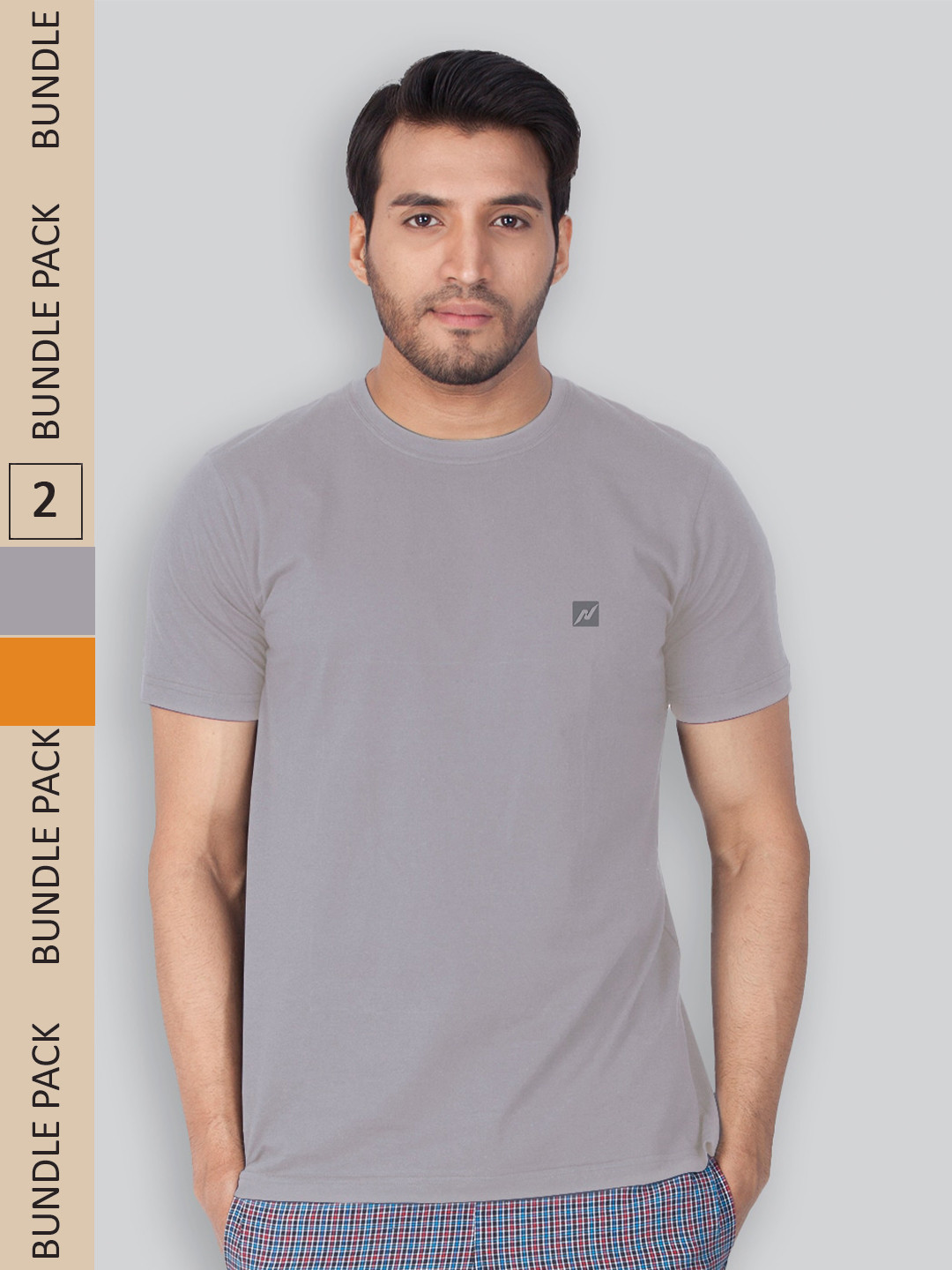 

LUX NITRO Pack Of 2 Anti Odour Round Neck Lounge T-shirts, Grey