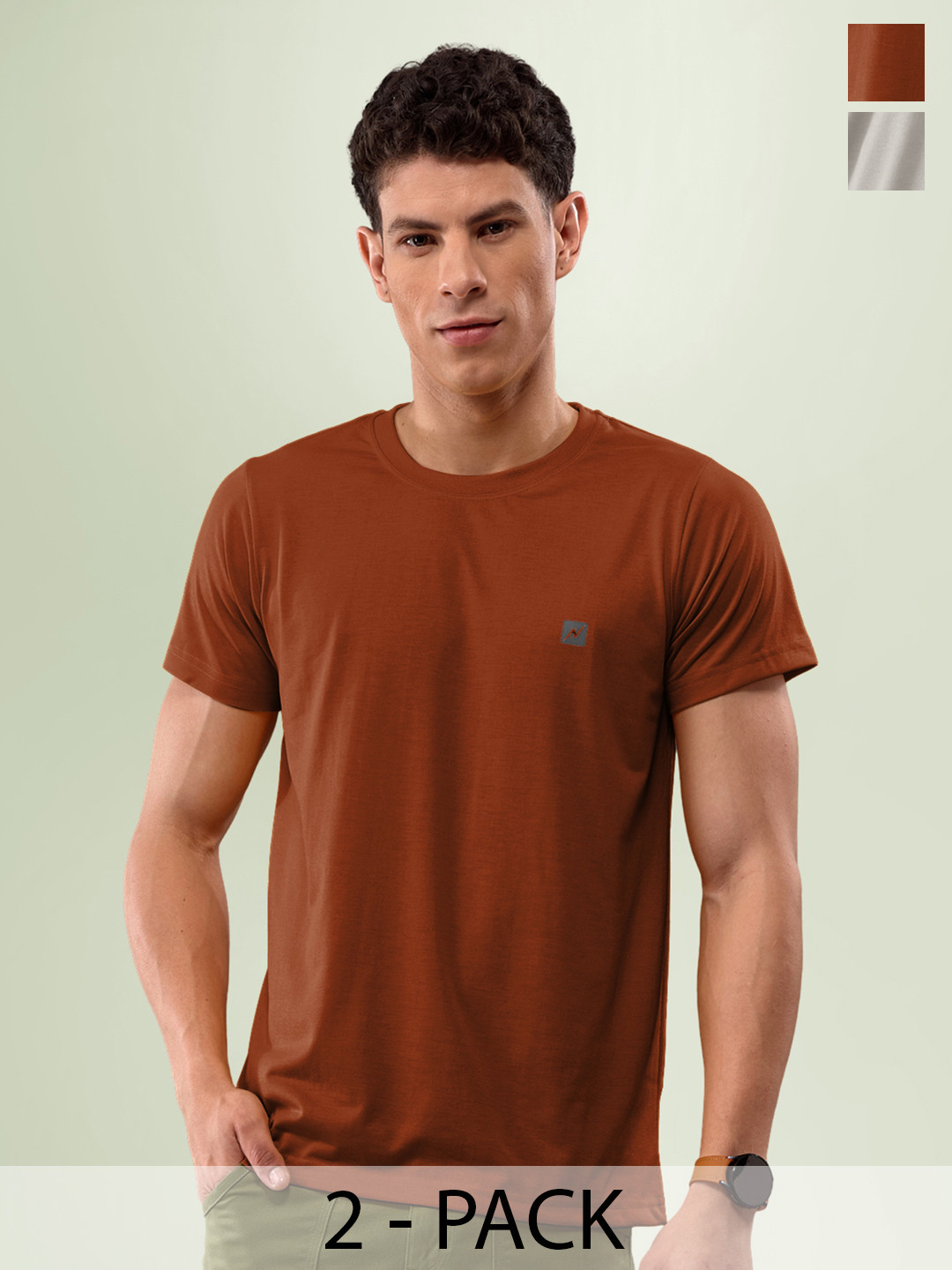 

LUX NITRO Pack Of 2 Anti Odour Round Neck Lounge T-Shirt, Grey