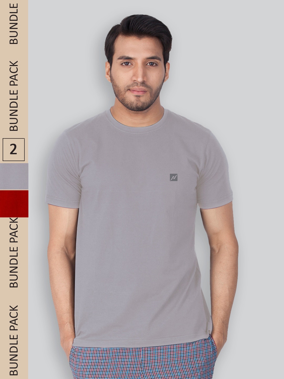 

LUX NITRO Pack Of 2 Round Neck Lounge T-shirts, Grey