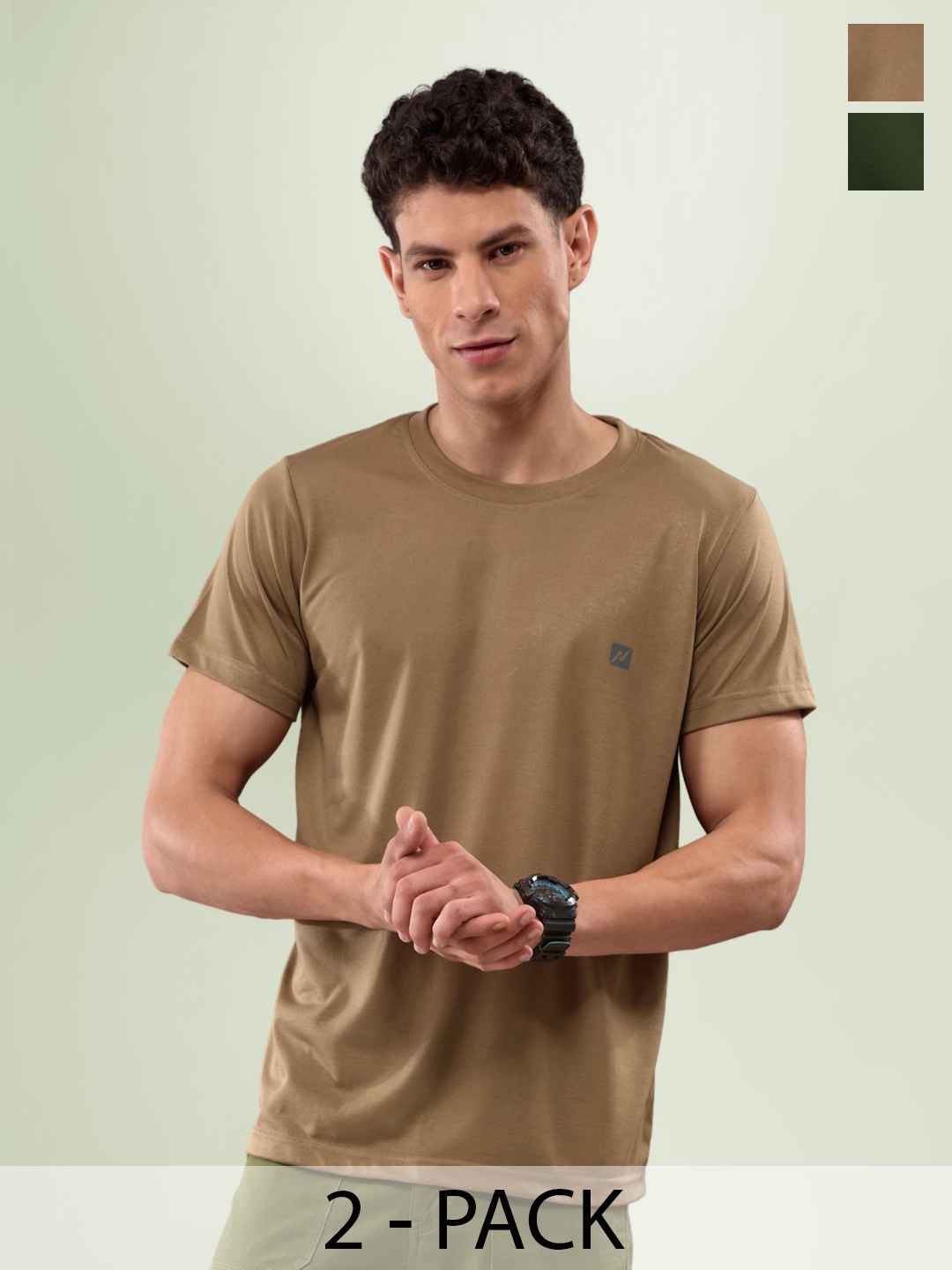 

LUX NITRO Pack Of 2 Anti Odour T-Shirt, Olive