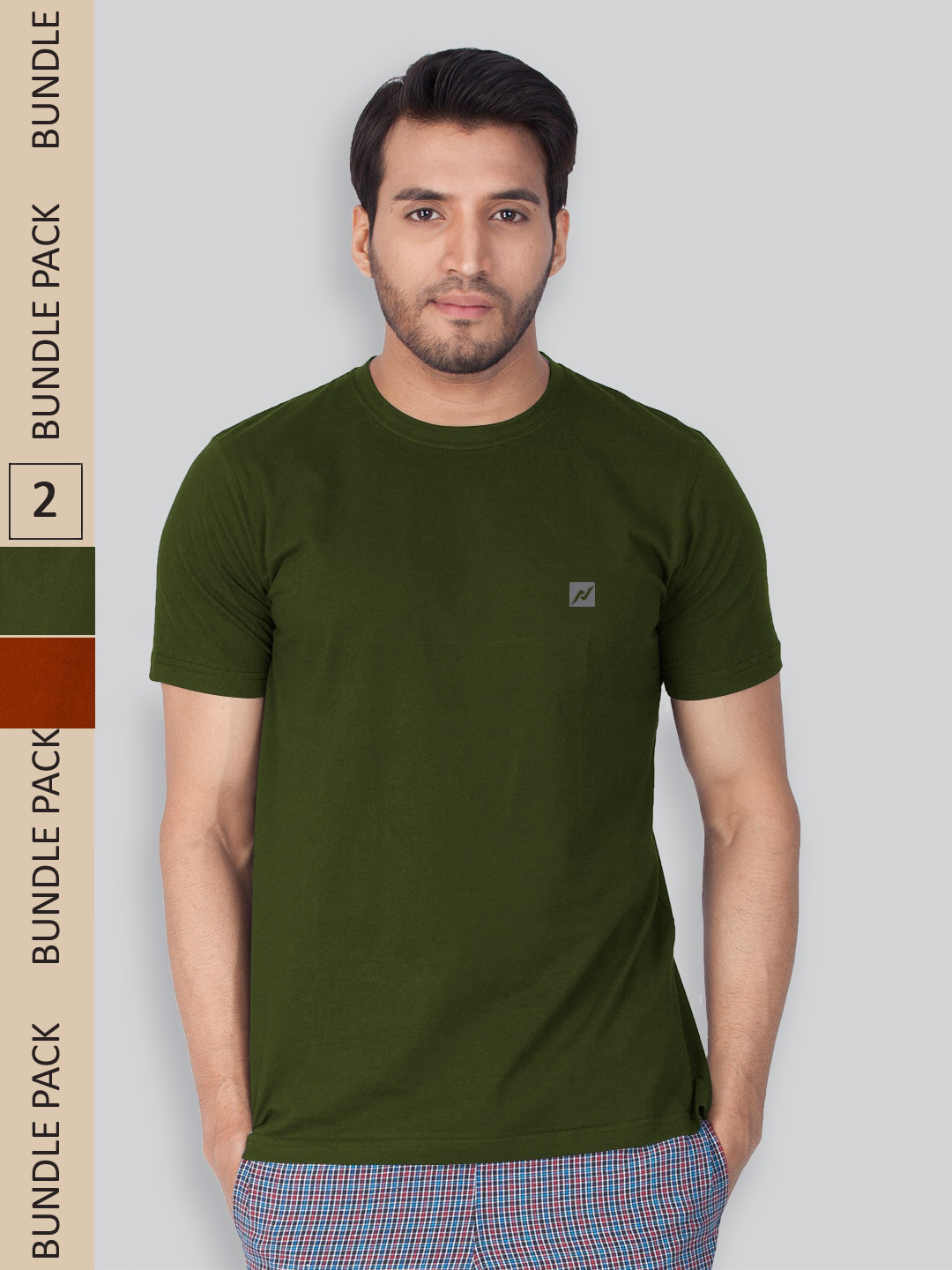 

LUX NITRO Pack Of 2 Round Neck Lounge T-Shirts, Olive