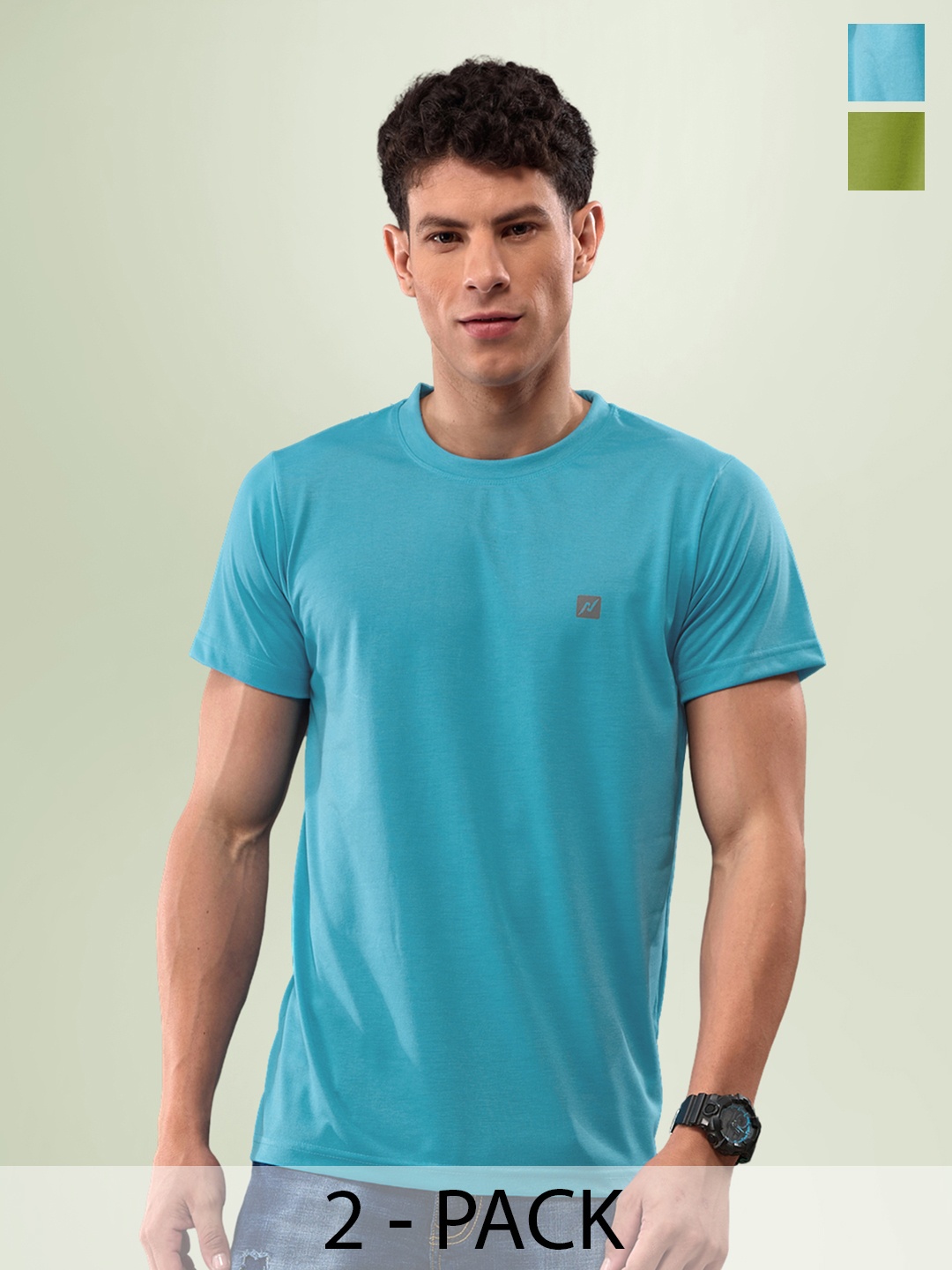 

LUX NITRO Pack Of 2 Round Neck Lounge T-Shirts, Blue