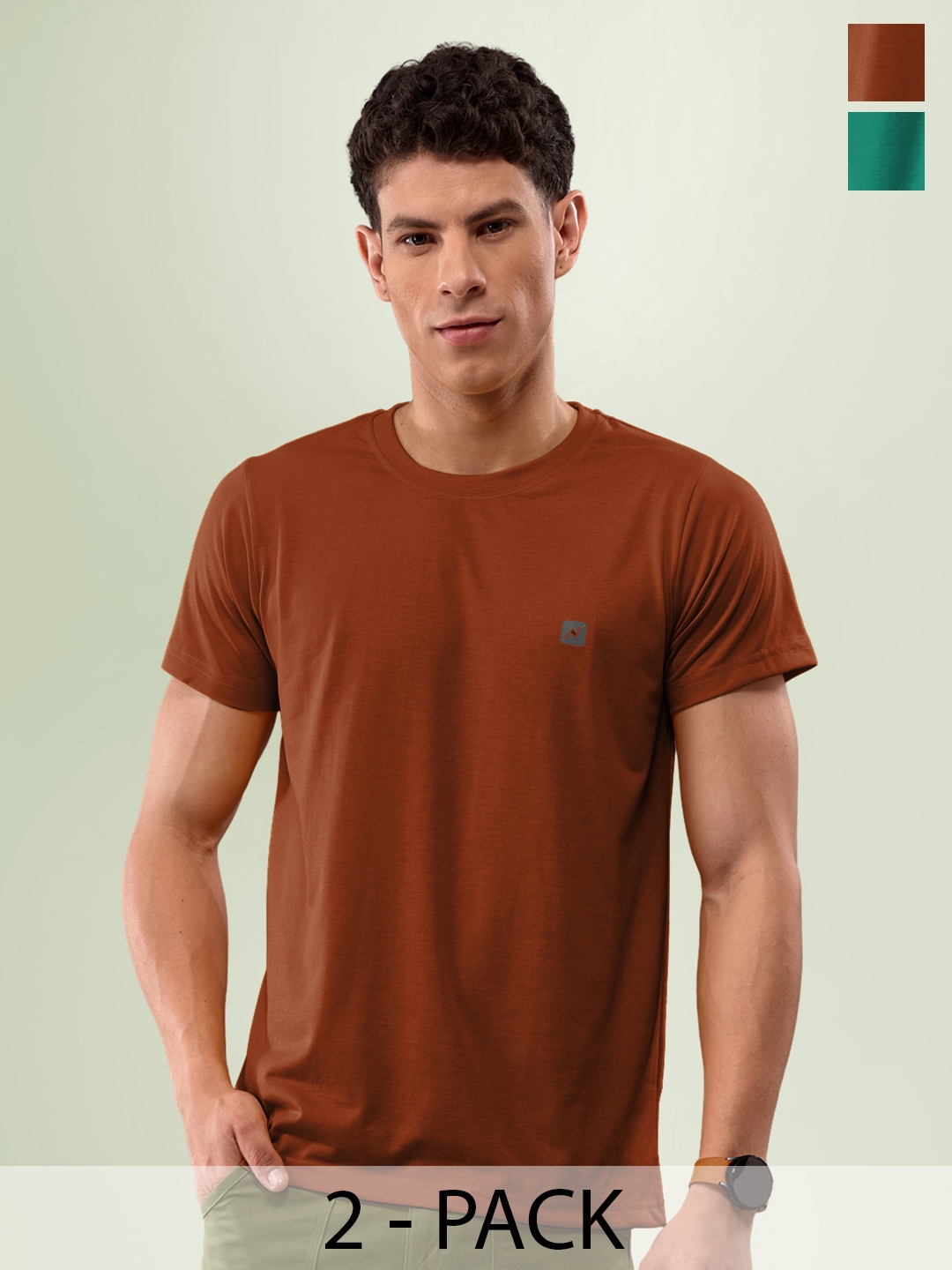 

LUX NITRO Pack Of 2 Round Neck Lounge T-shirts, Green
