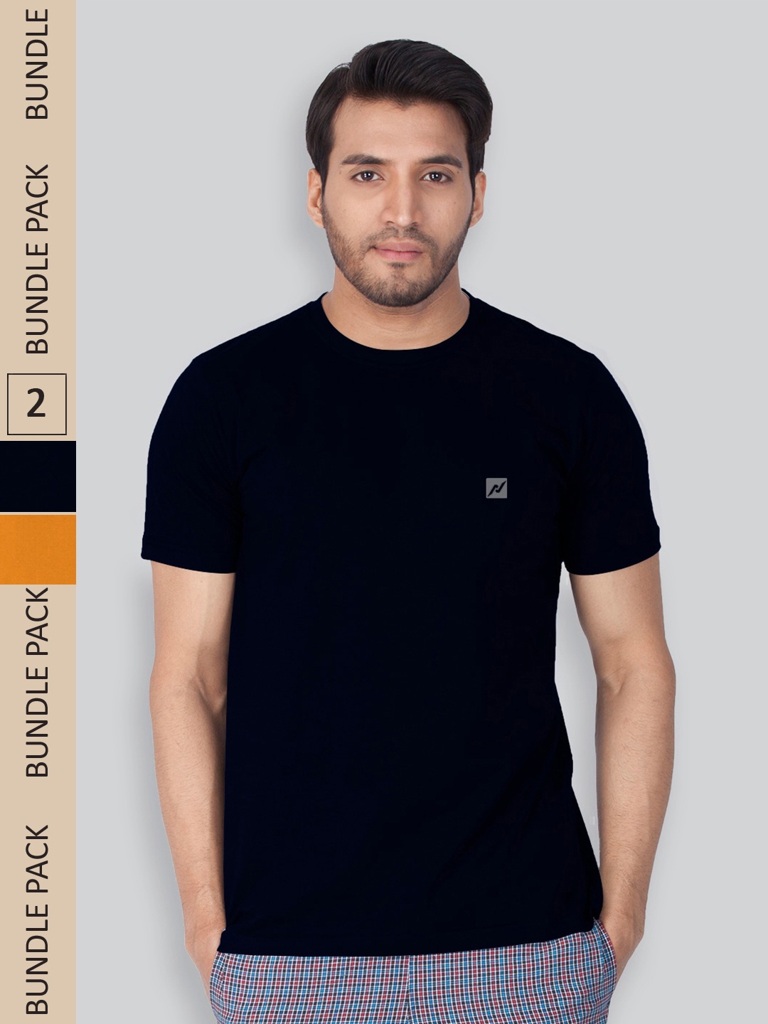 

LUX NITRO Pack Of 2 Round Neck Lounge T-Shirts, Navy blue