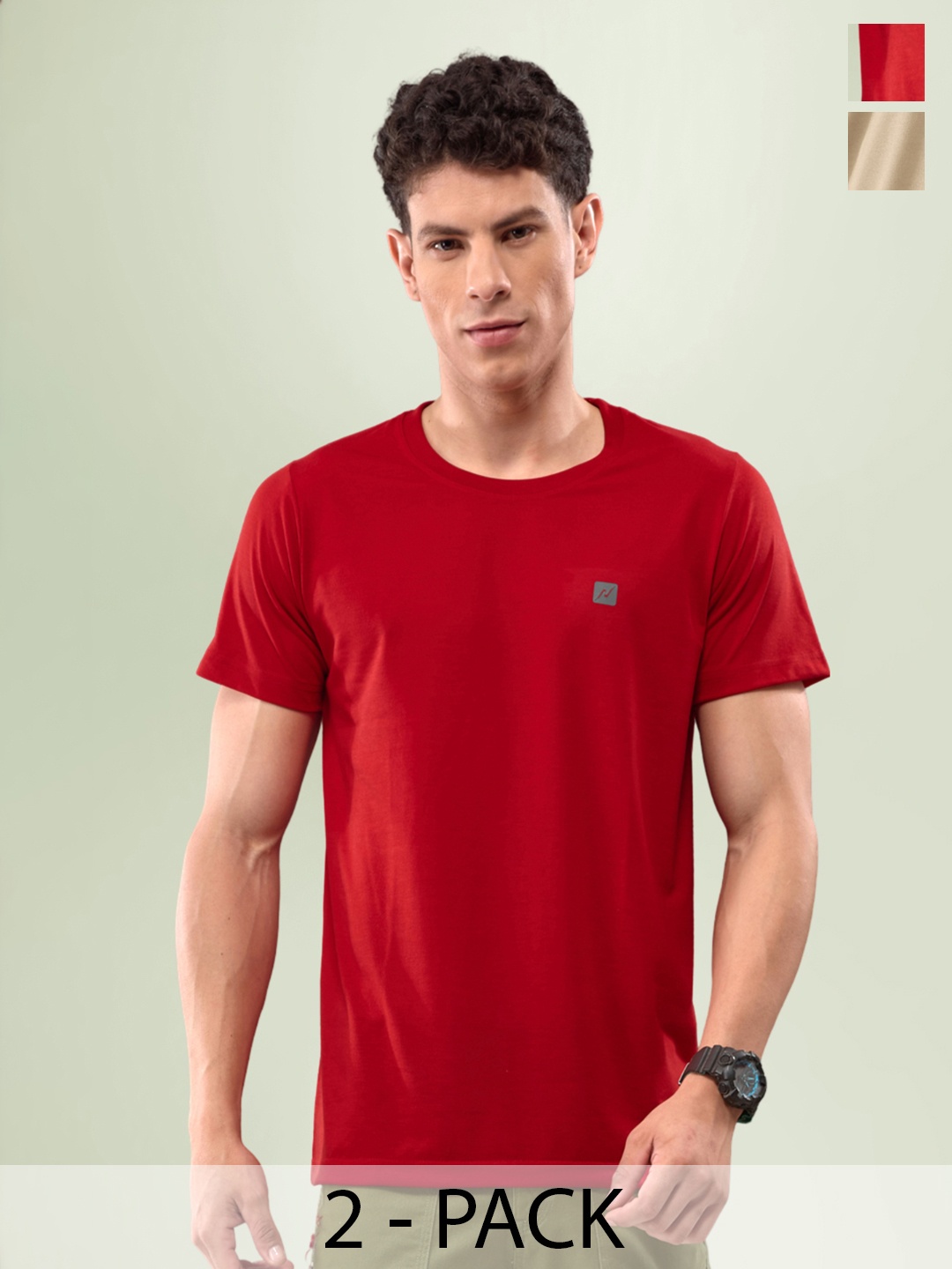 

LUX NITRO Pack Of 2 Round Neck Lounge T-Shirts, Red