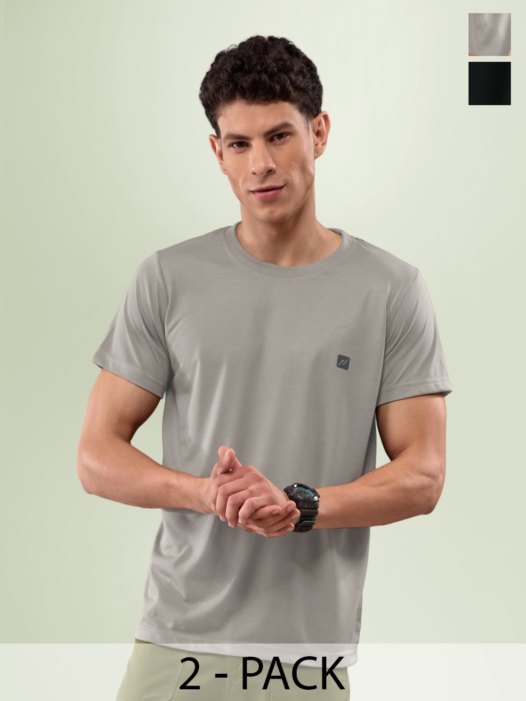 

LUX NITRO Pack Of 2 Round Neck Lounge T-shirts, Black