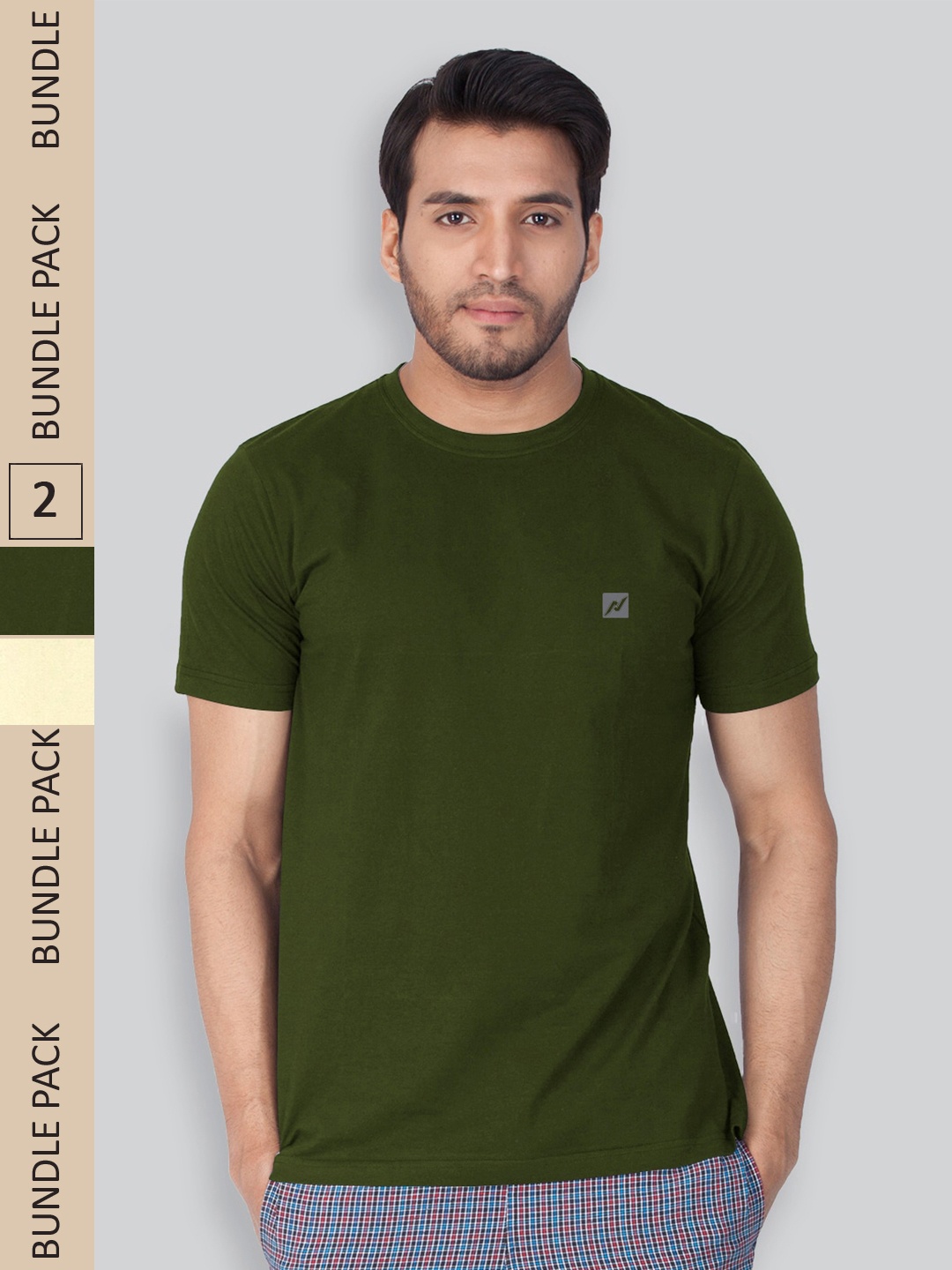 

LUX NITRO Pack Of 2 Round Neck Lounge T-shirts, Olive
