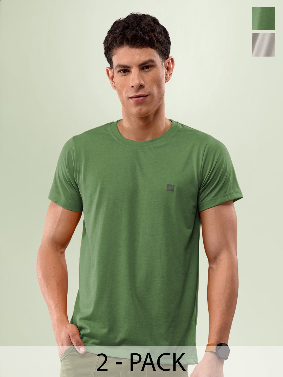 

LUX NITRO Pack Of 2 Anti Odour Lounge T-shirts, Grey