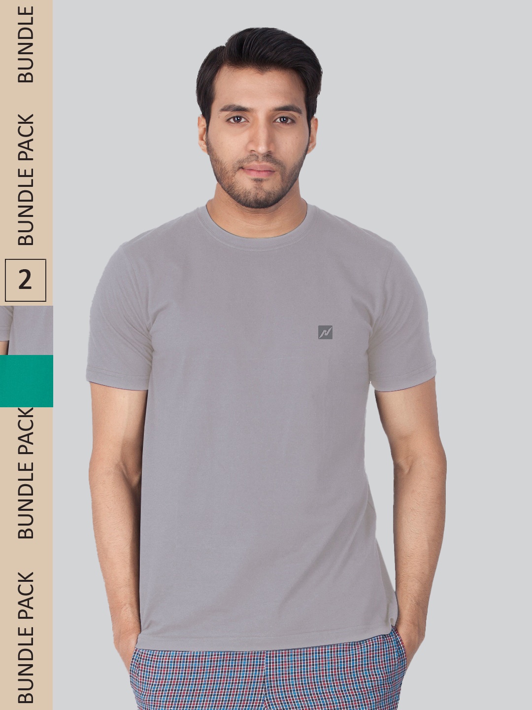 

LUX NITRO Pack Of 2 Anti Odour Round Neck Lounge T-Shirt, Grey