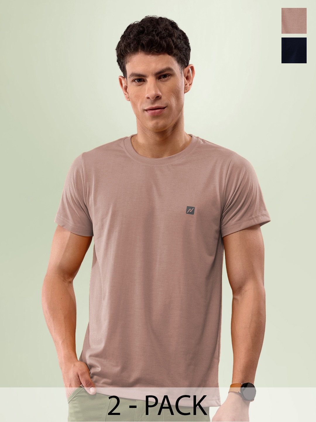 

LUX NITRO Pack Of 2 Anti Odour Casual T-shirts, Black