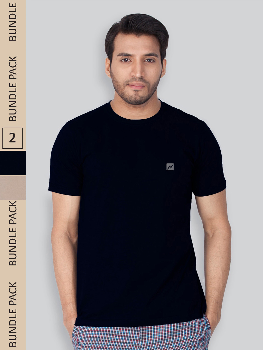 

LUX NITRO Pack Of 2 Round Neck Lounge T-Shirts, Navy blue
