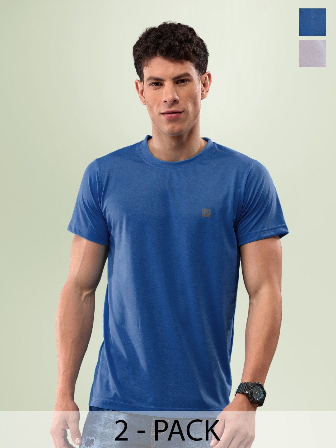 

LUX NITRO Pack Of 2 Round Neck Lounge T-Shirts, Blue