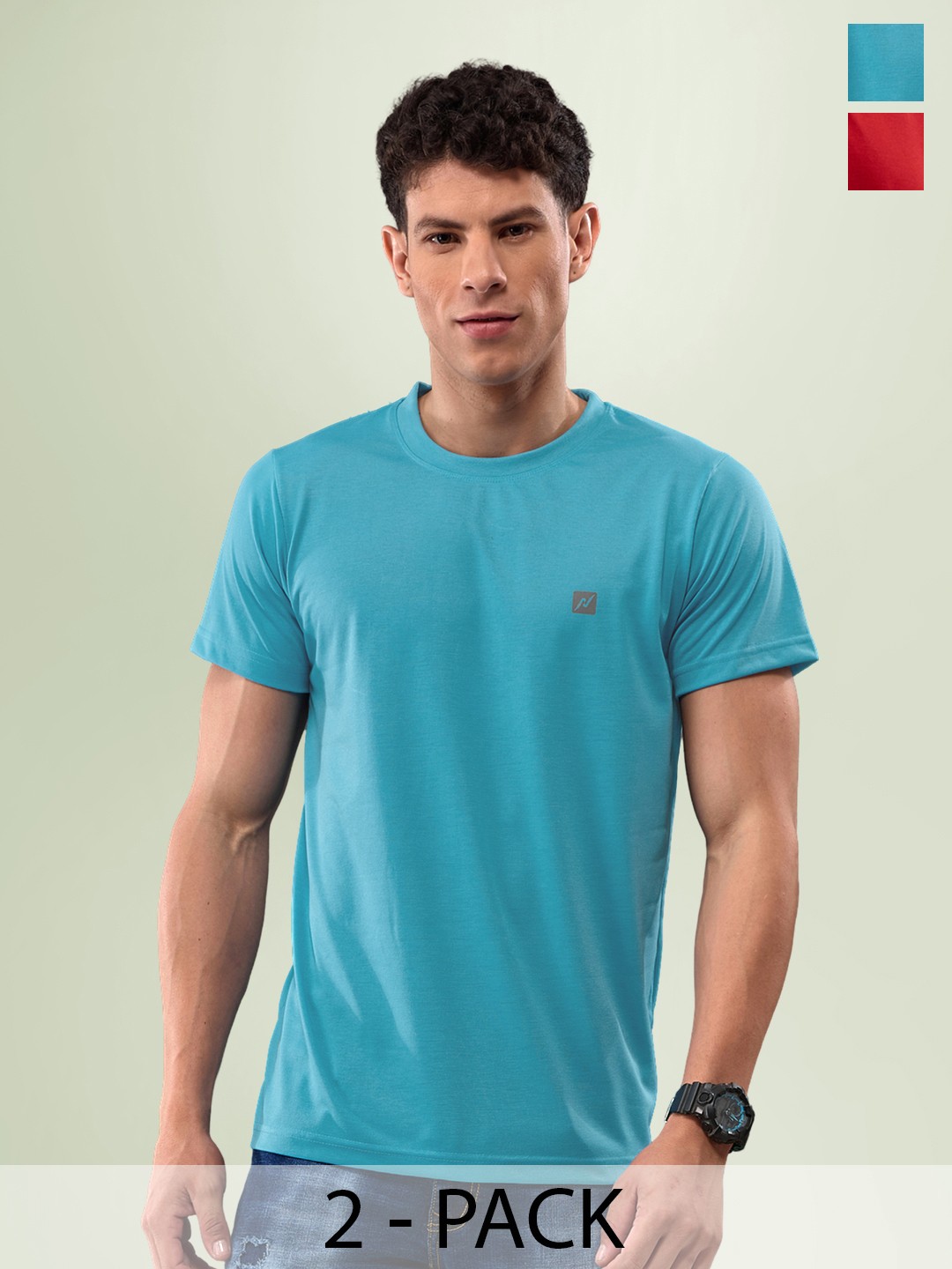 

LUX NITRO Pack Of 2 Anti Odour Lounge T-shirts, Blue