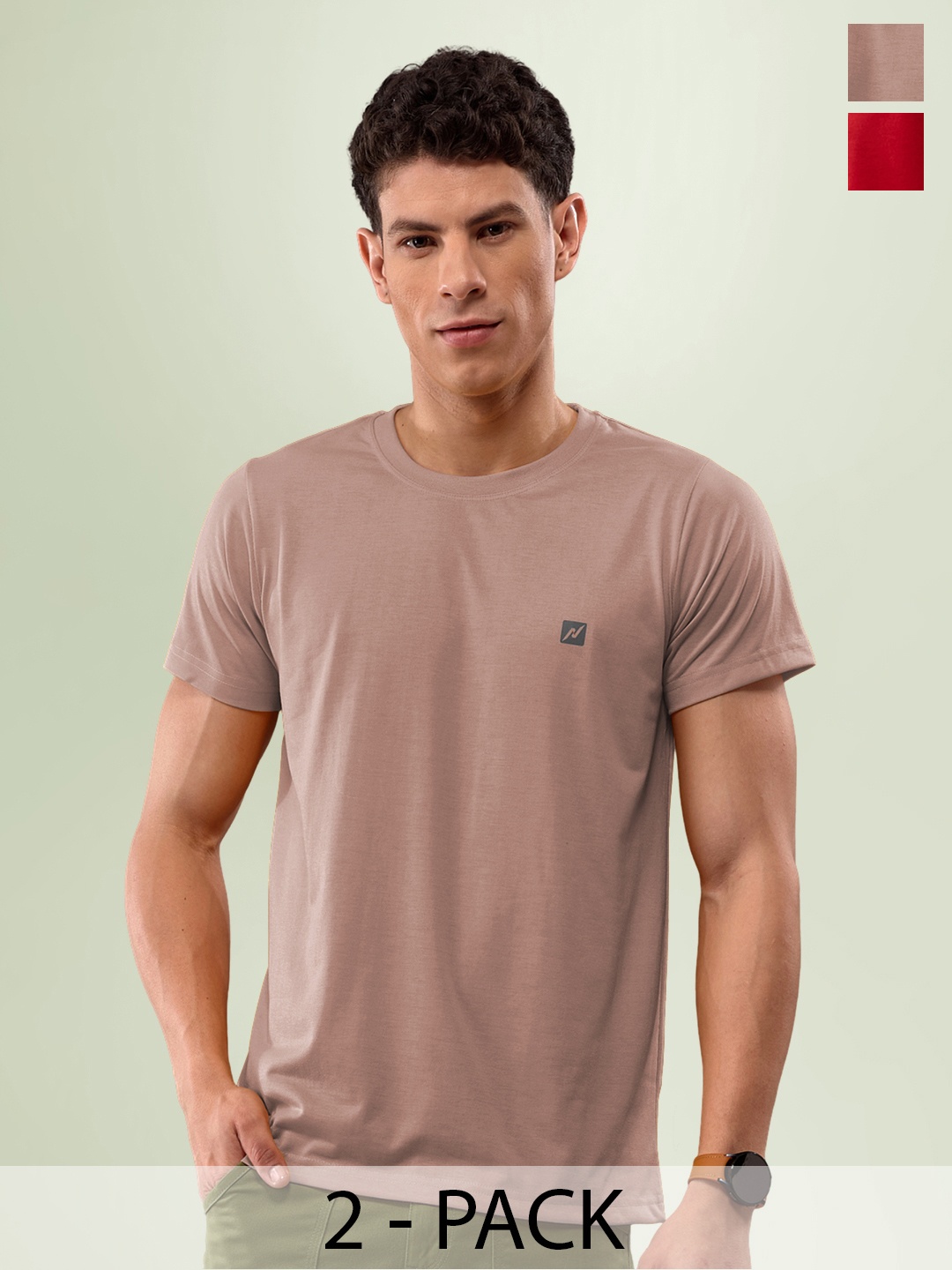 

LUX NITRO Pack Of 2 Anti Odour Lounge T-shirt, Red