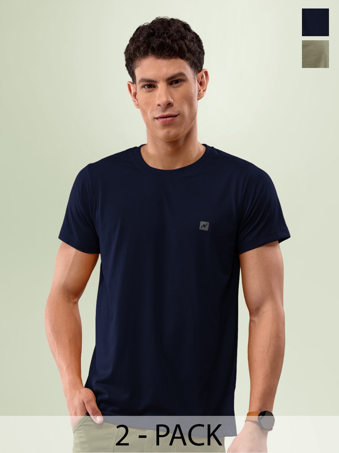 

LUX NITRO Pack Of 2 Anti Odour Casual T-shirts, Black