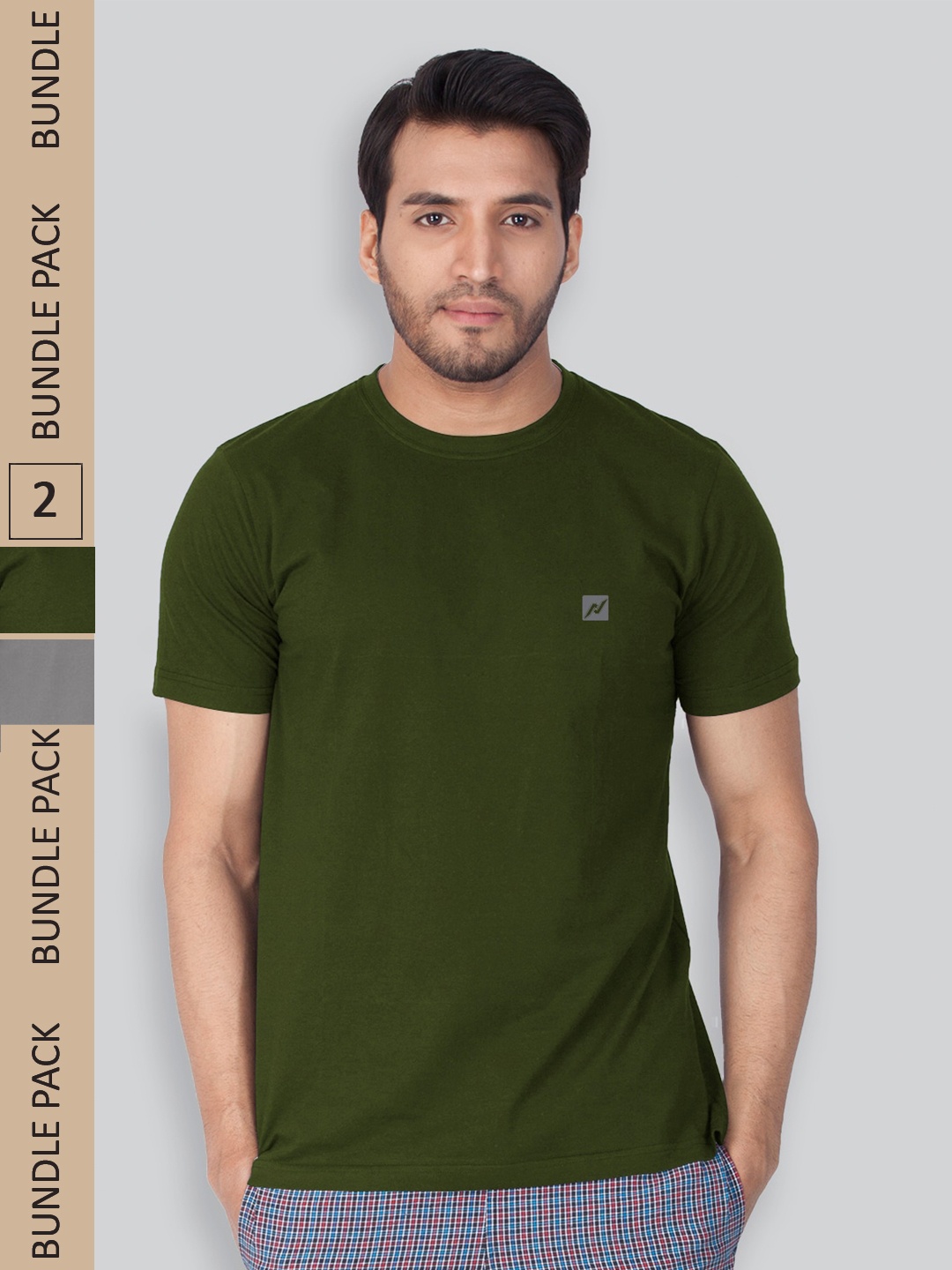 

LUX NITRO Pack Of 2 Round Neck Lounge T-shirts, Olive