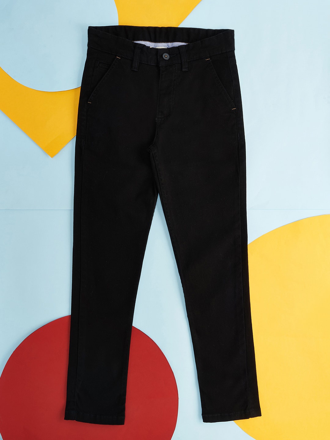 

Pantaloons Junior Boys Mid Rise Cotton Trousers, Black