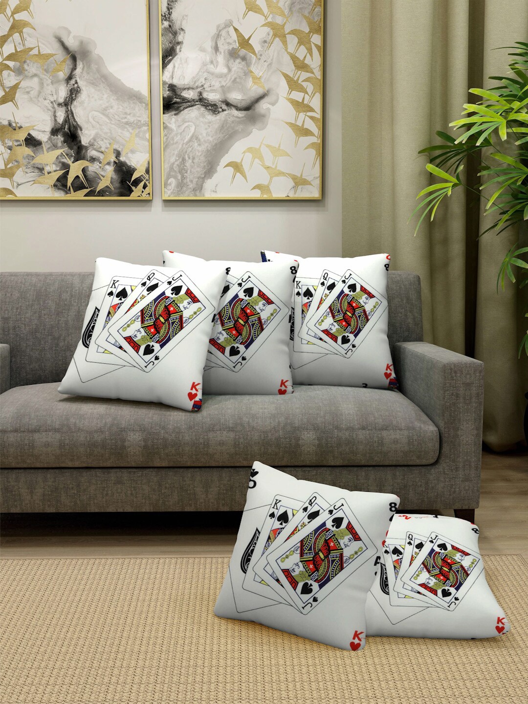 

FABINALIV White & Black 5 Pieces Square Cushion Covers