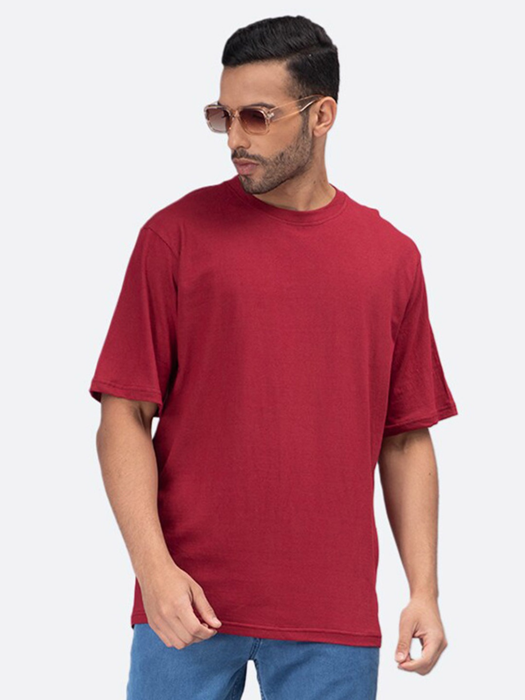 

Mad Over Print Oversized Casual Cotton T-shirt, Maroon