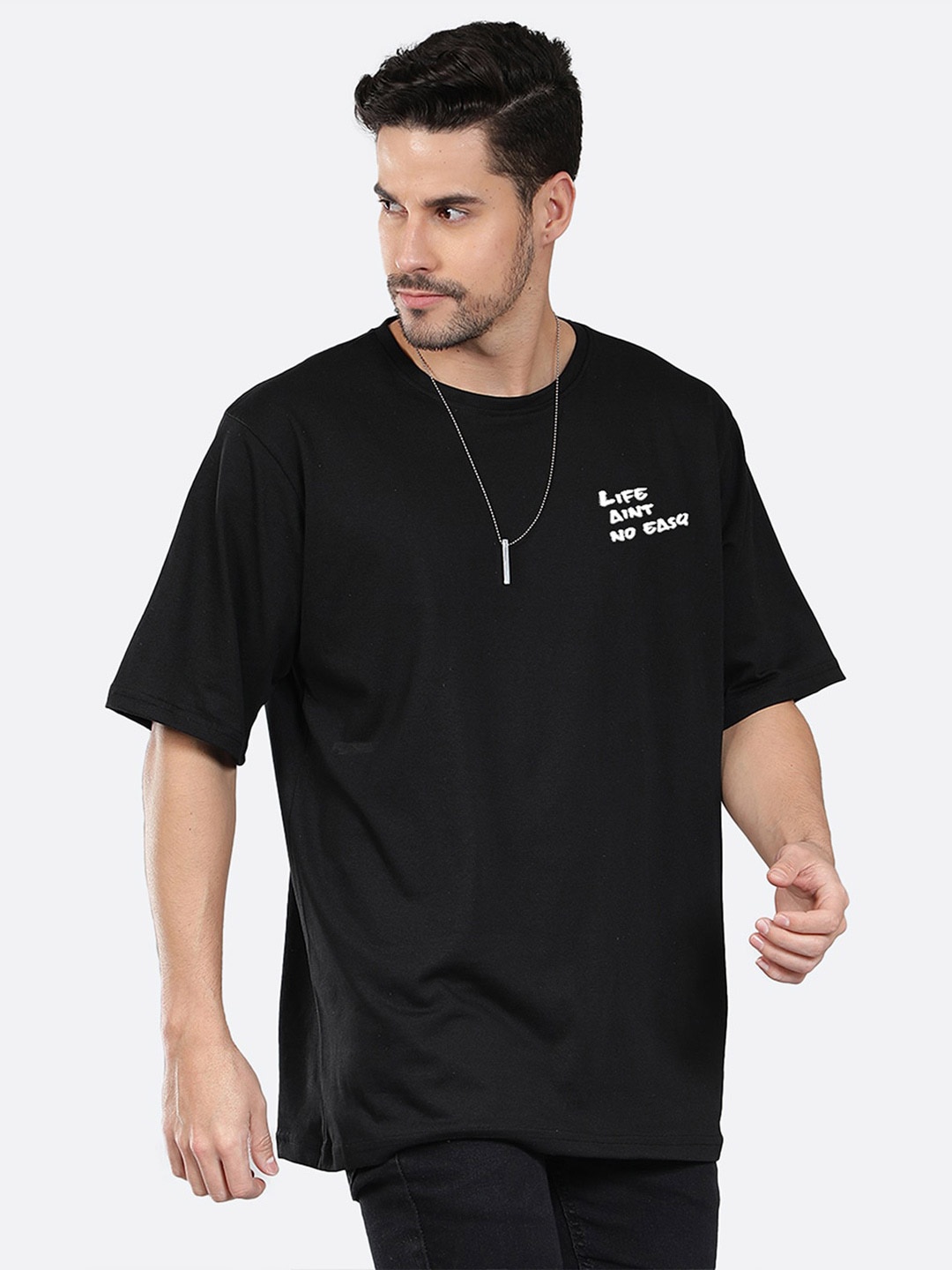 

Mad Over Print Puff No Easy Oversized T-shirt, Black