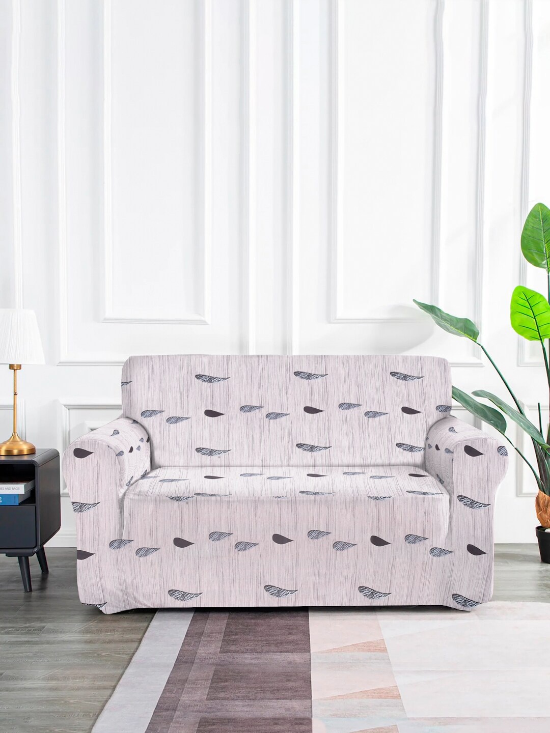 

MULTITEX Beige & Brown Geometric Printed Elasticated 2-Seater Sofa Cover
