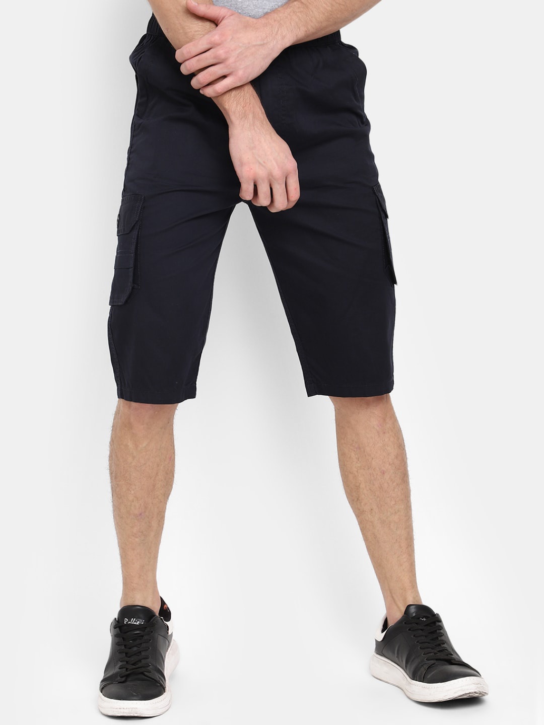 

V-Mart Men Mid-Rise Cotton Cargo Shorts, Navy blue