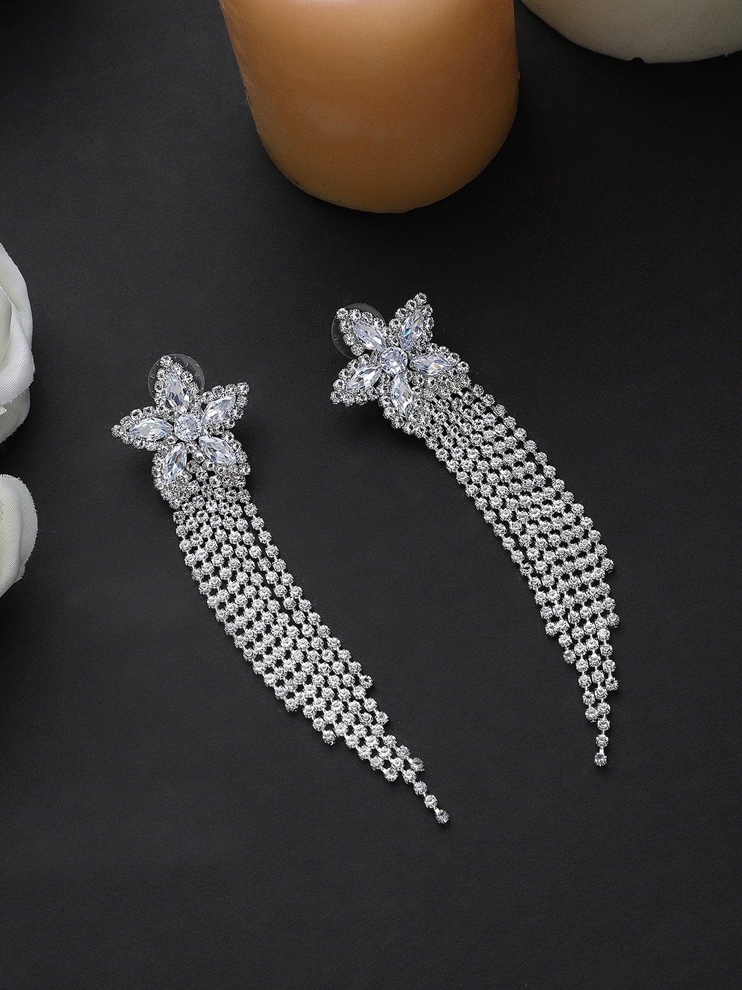 

Mali Fionna Silver-Plated Contemporary Drop Earrings