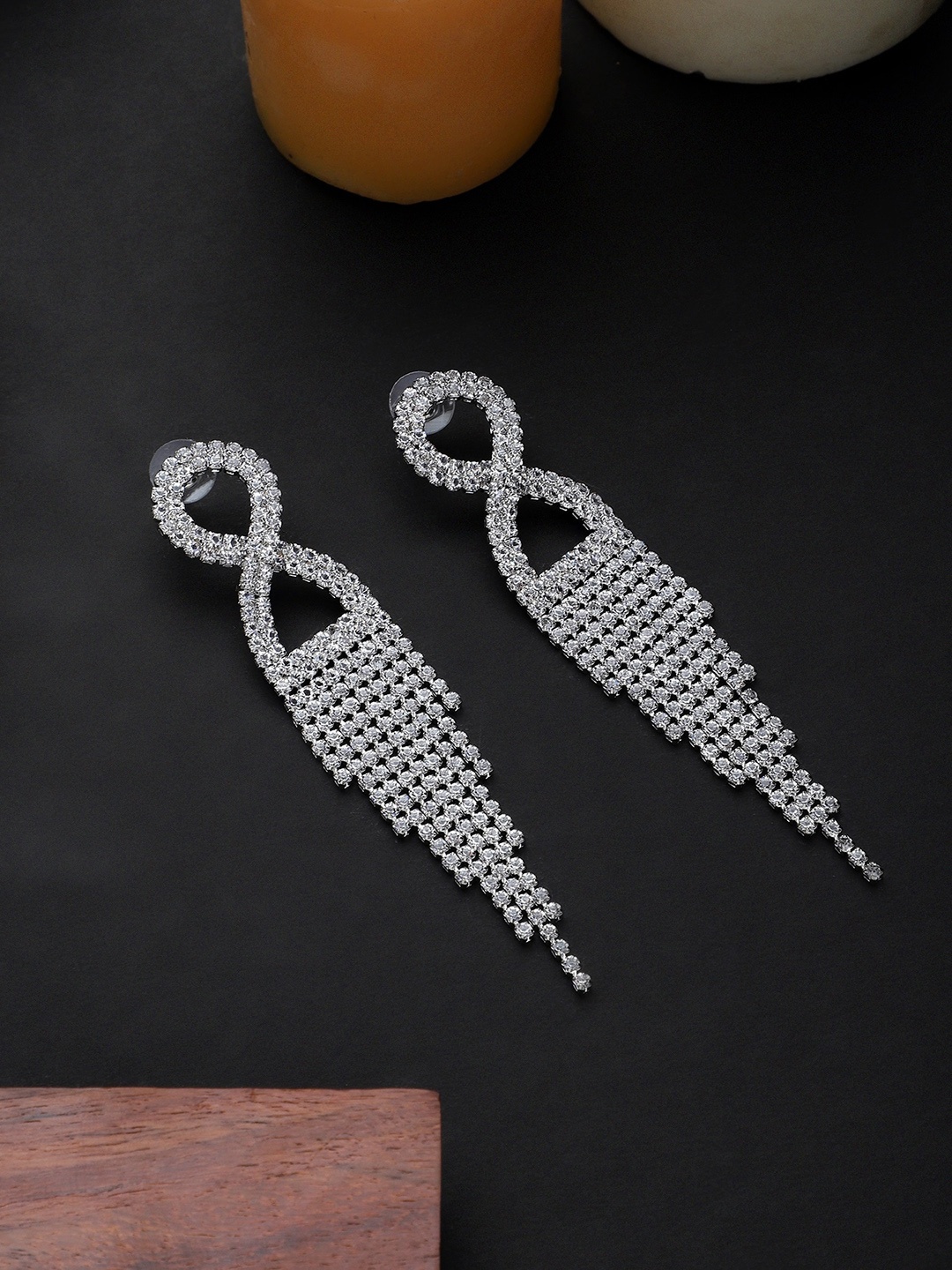 

Mali Fionna Silver-Plated Contemporary Drop Earrings