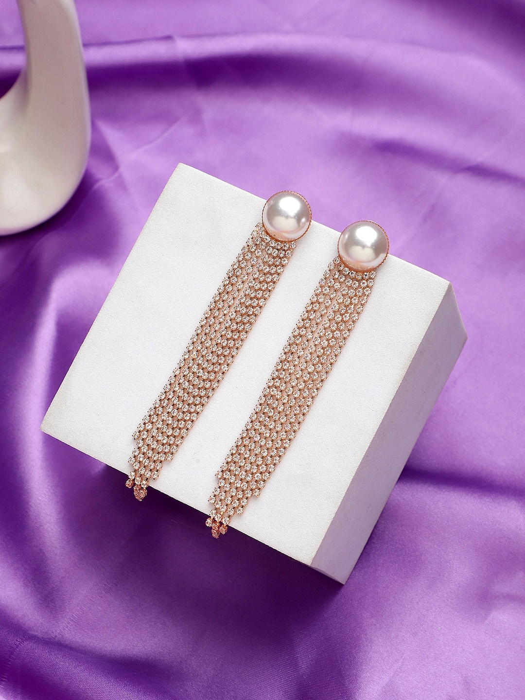 

Mali Fionna Rose Gold-Plated Contemporary Drop Earrings