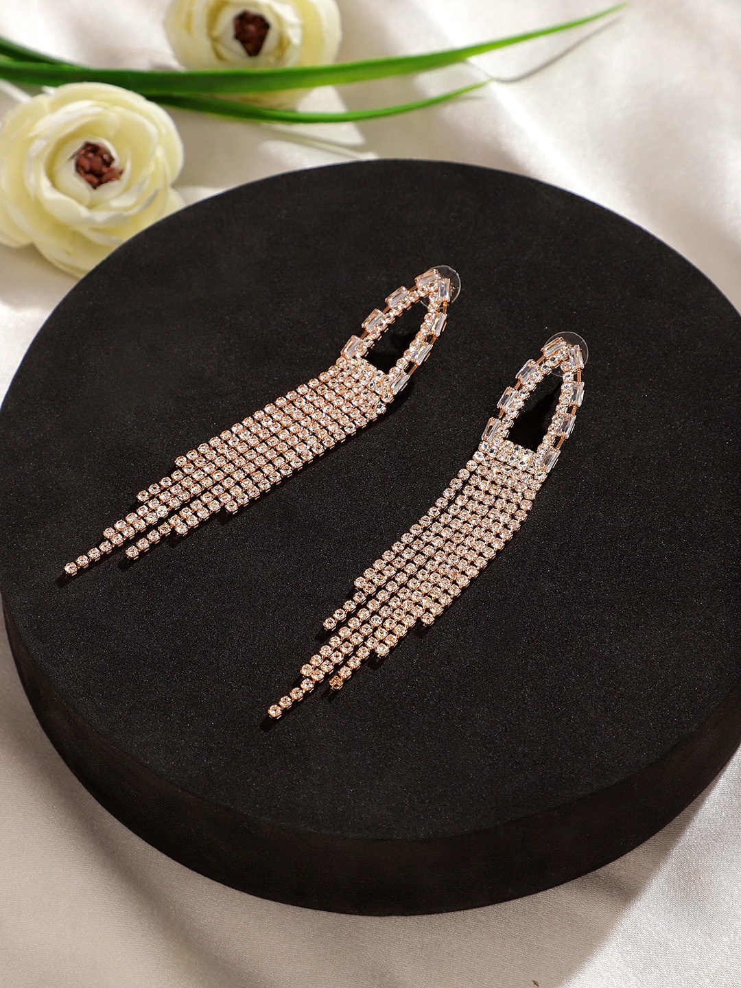 

Mali Fionna Rose Gold-Plated Contemporary Drop Earrings