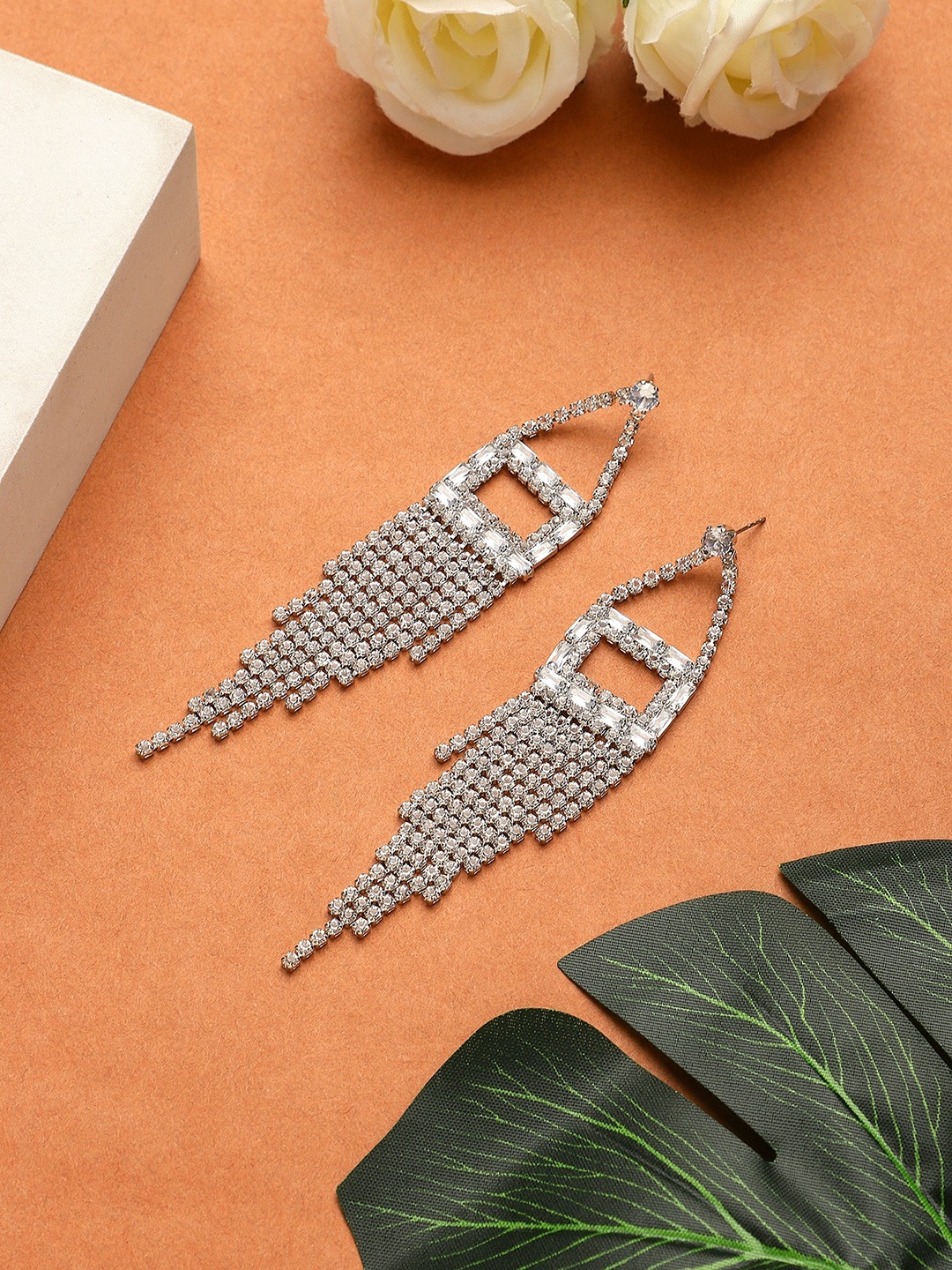 

Mali Fionna Silver-Plated Contemporary Drop Earrings