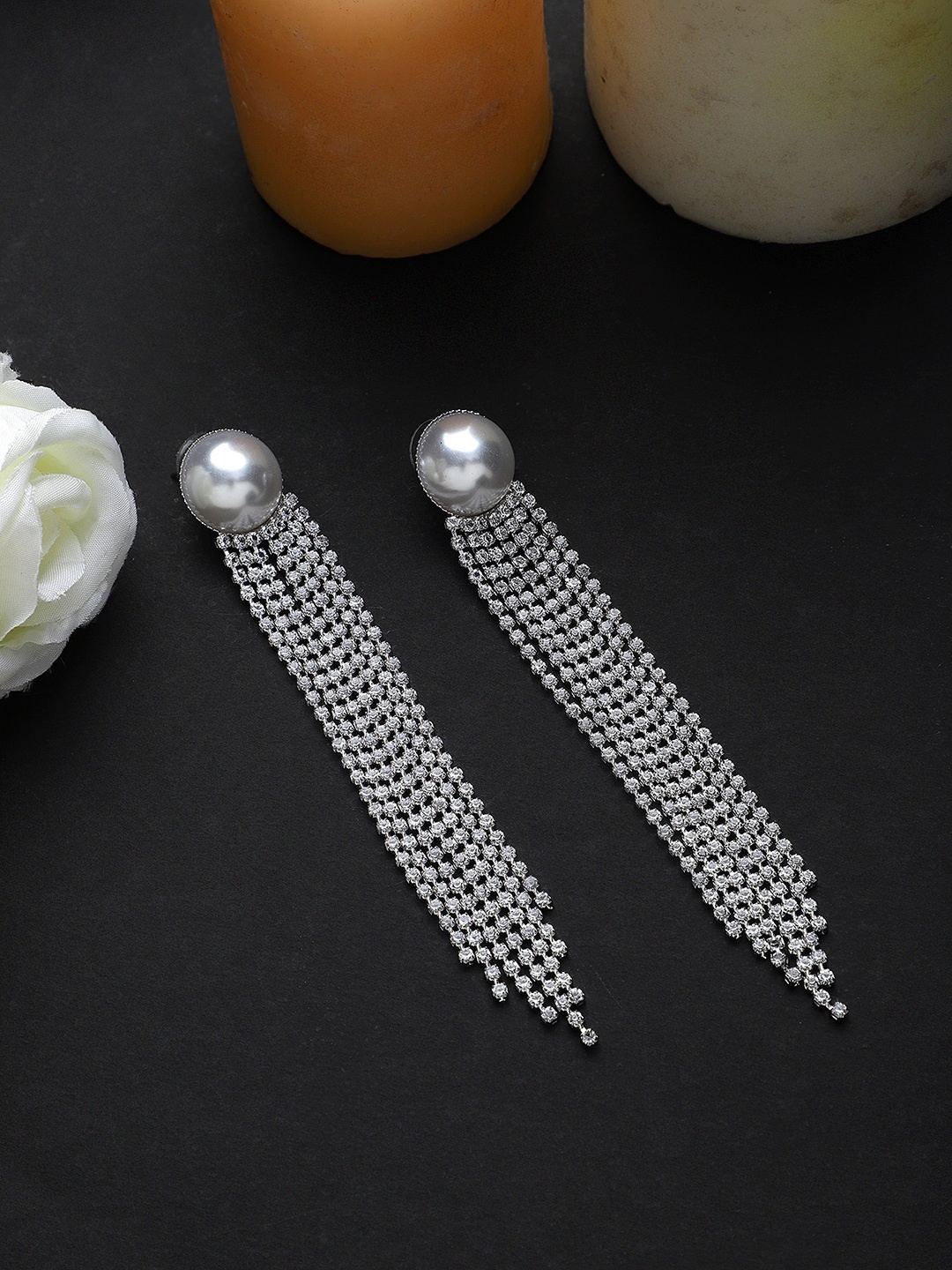 

Mali Fionna Silver-Plated Contemporary Drop Earrings