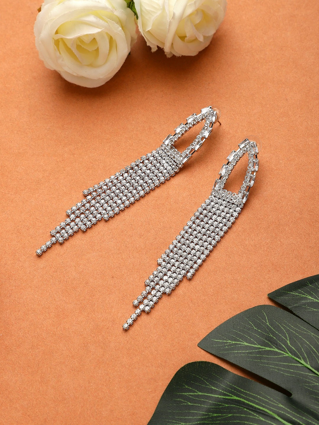 

Mali Fionna Silver-Plated Contemporary Drop Earrings
