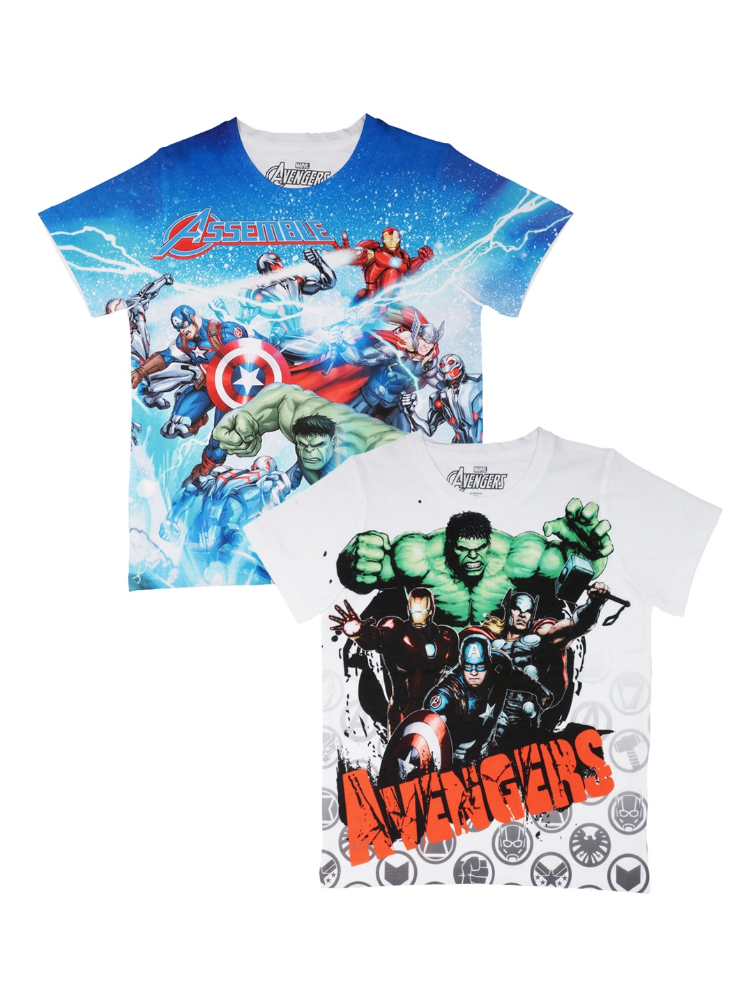 

Marvel by Wear Your Mind Boys Pack of 2 Avengers Printed T-shirts, White