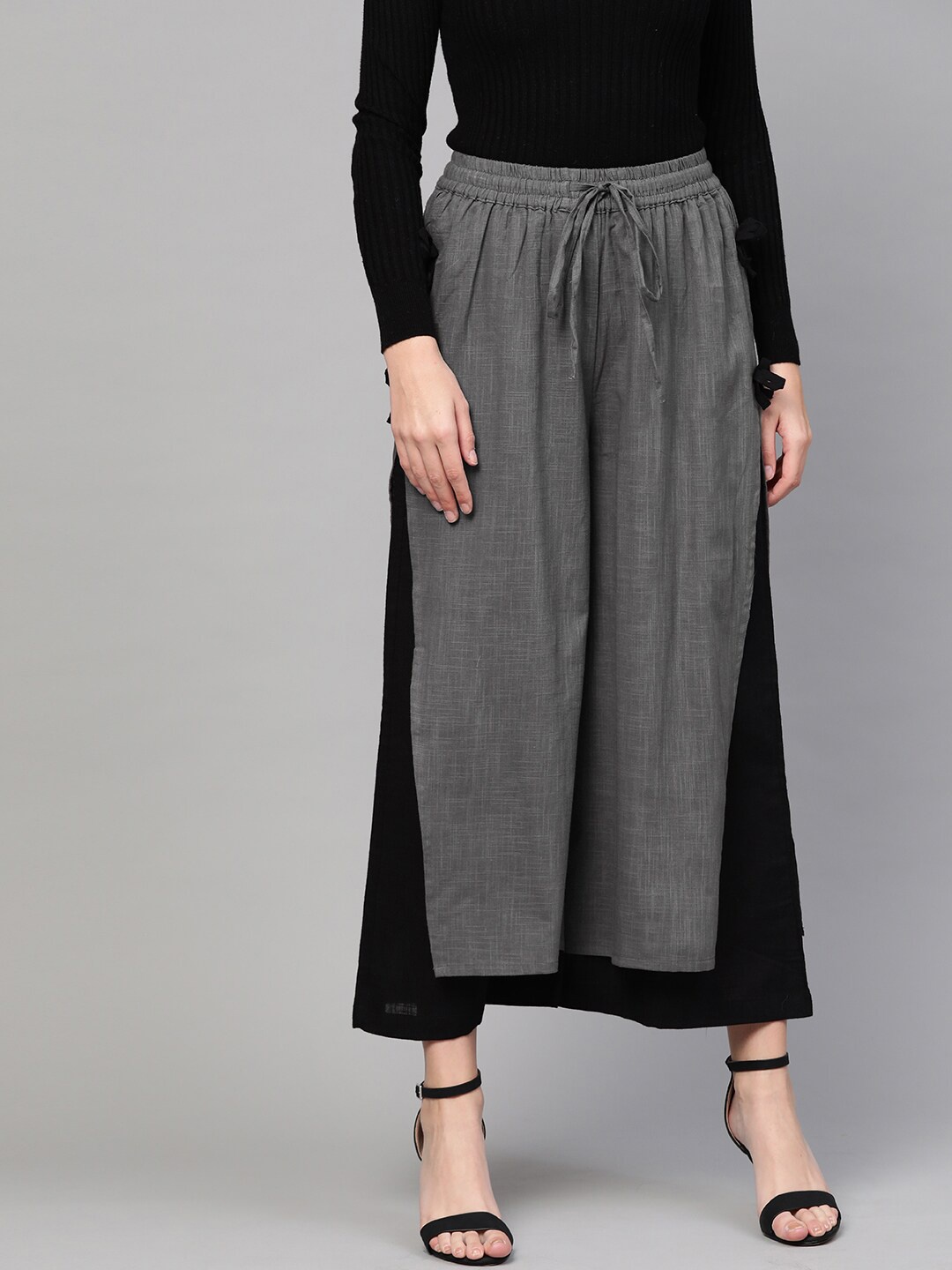 

Idalia Women Cotton Flared Palazzos, Black