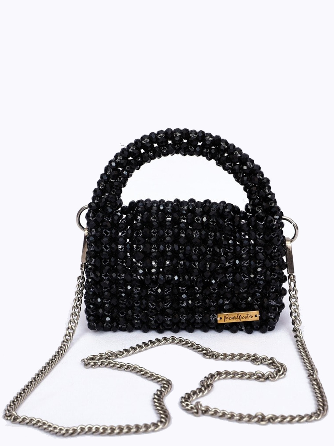 

Pearlfiesta Embellished Bucket Sling Bag, Black