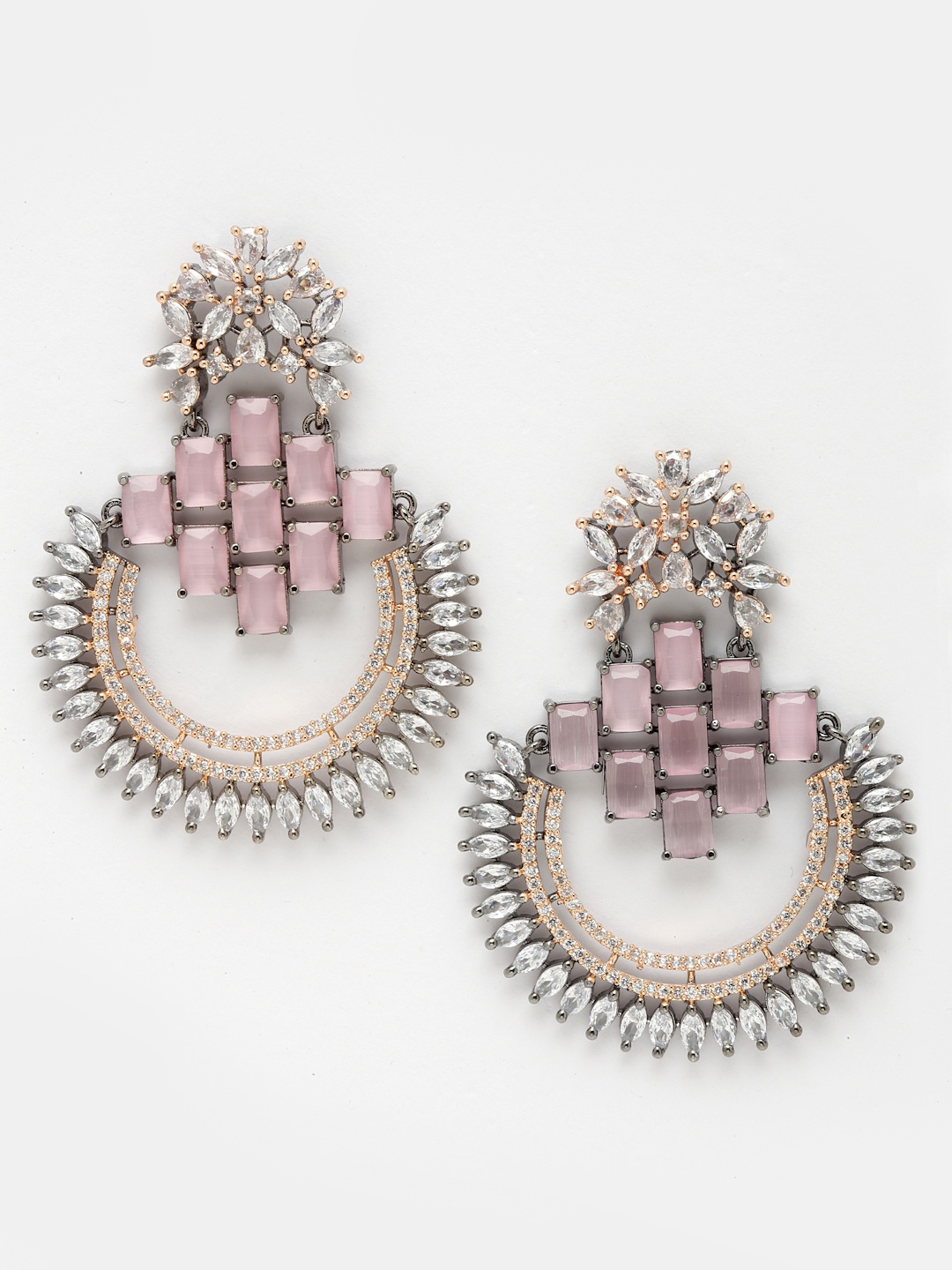 

Aazeen Rose Gold-Plated Crescent Shaped Drop Earrings