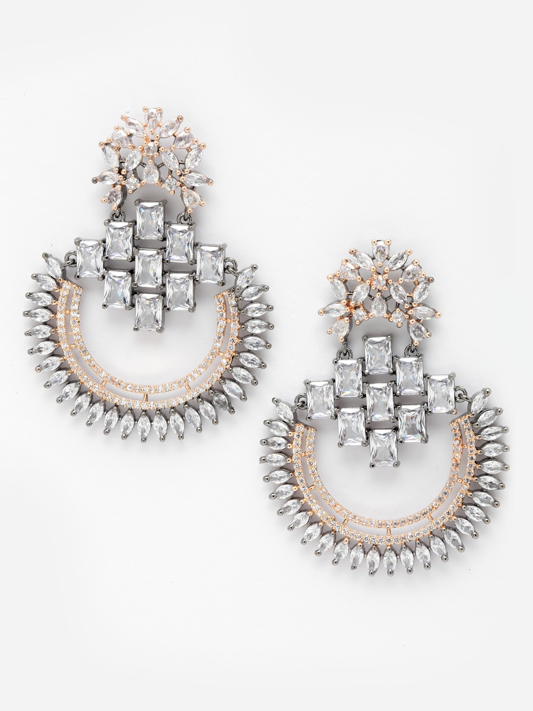 

Aazeen Rose Gold-Plated Crescent Shaped Drop Earrings