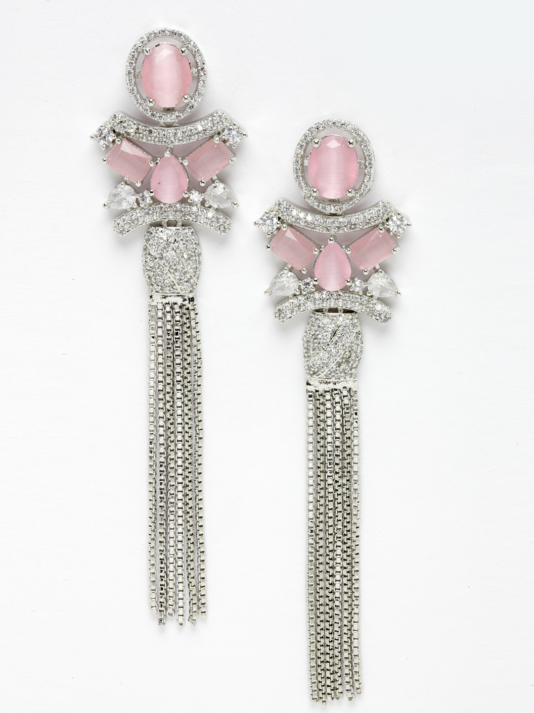 

Aazeen Silver Plated Contemporary Tasselled Drop Earrings