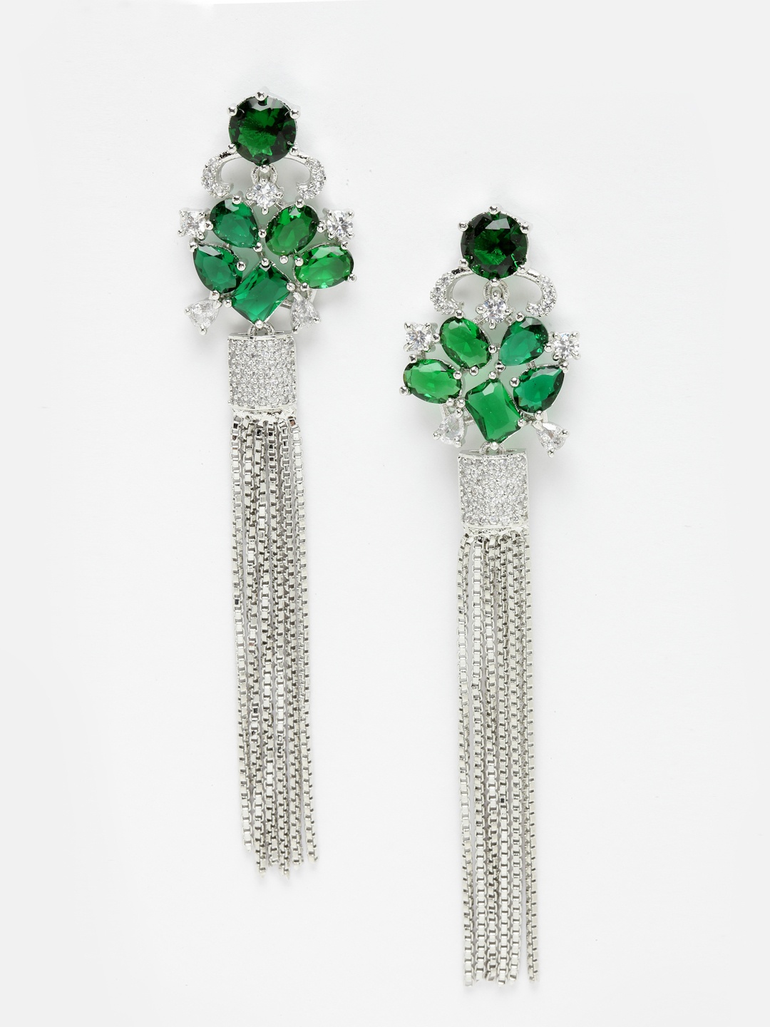 

Aazeen Silver Plated Contemporary Tasselled Drop Earrings