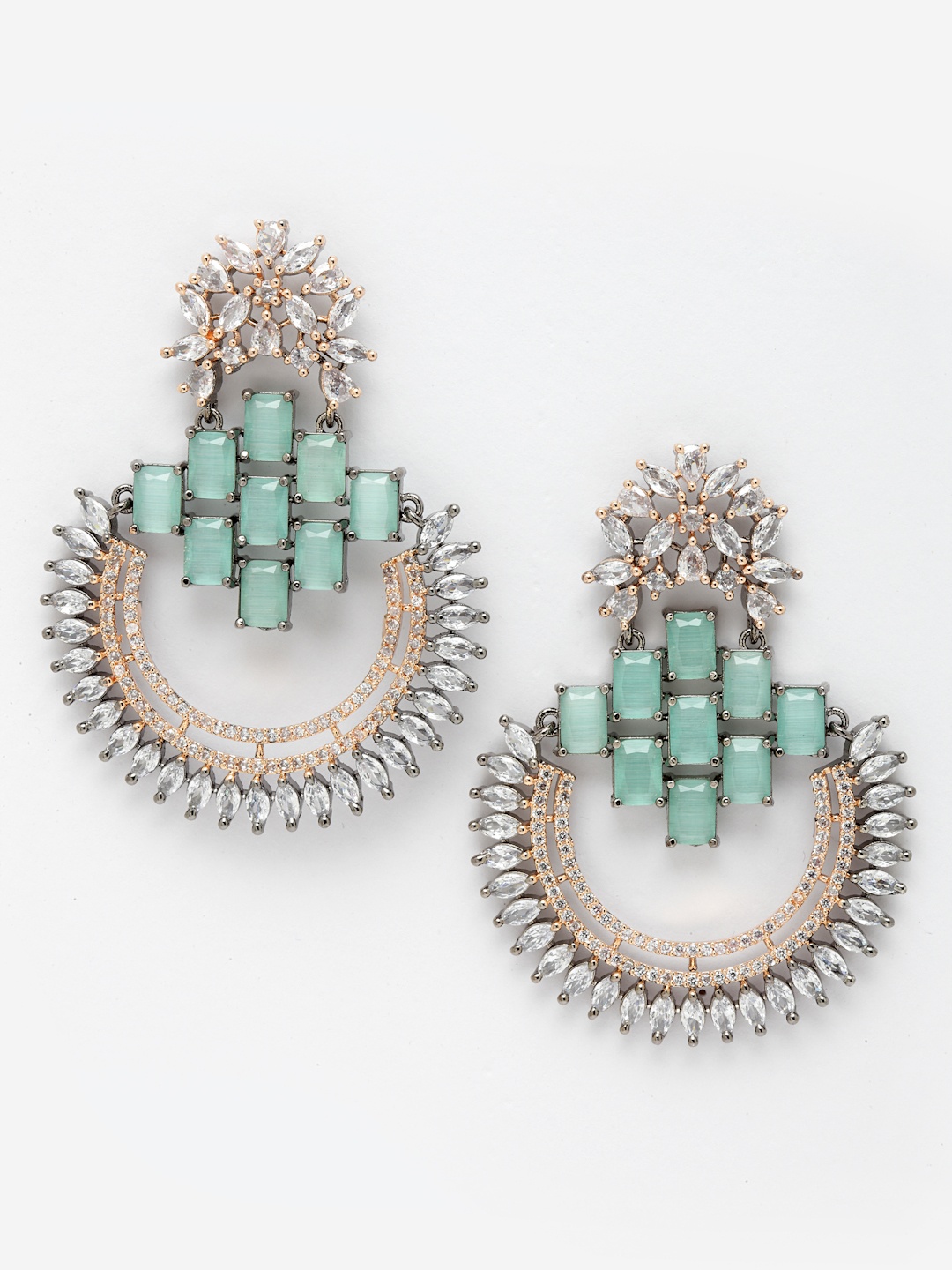 

Aazeen Rose-Gold Plated Crescent Shaped Chandbalis Earrings